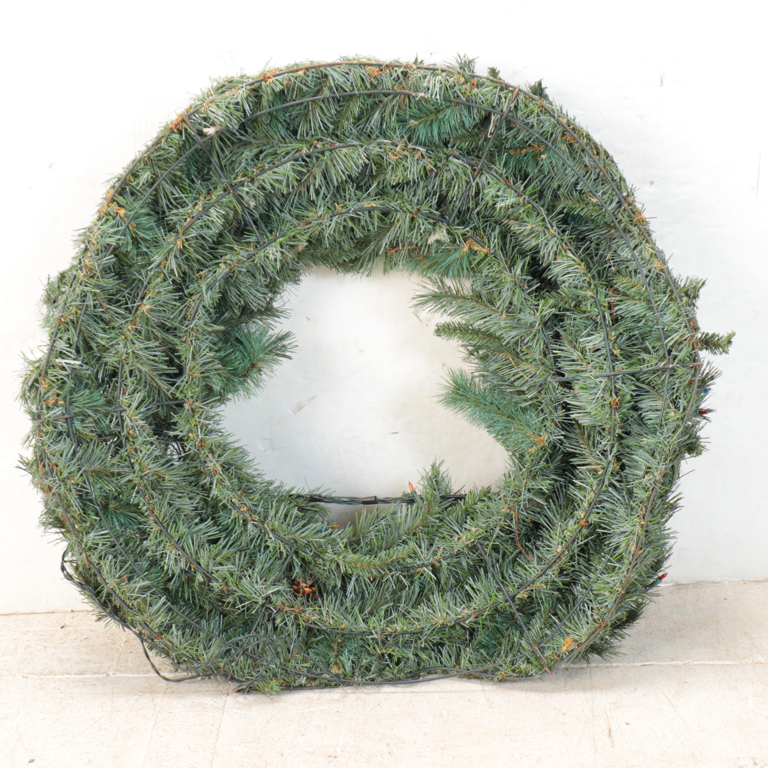 Faux Fir Pre-Lit LED Wreath and Plain Wreath