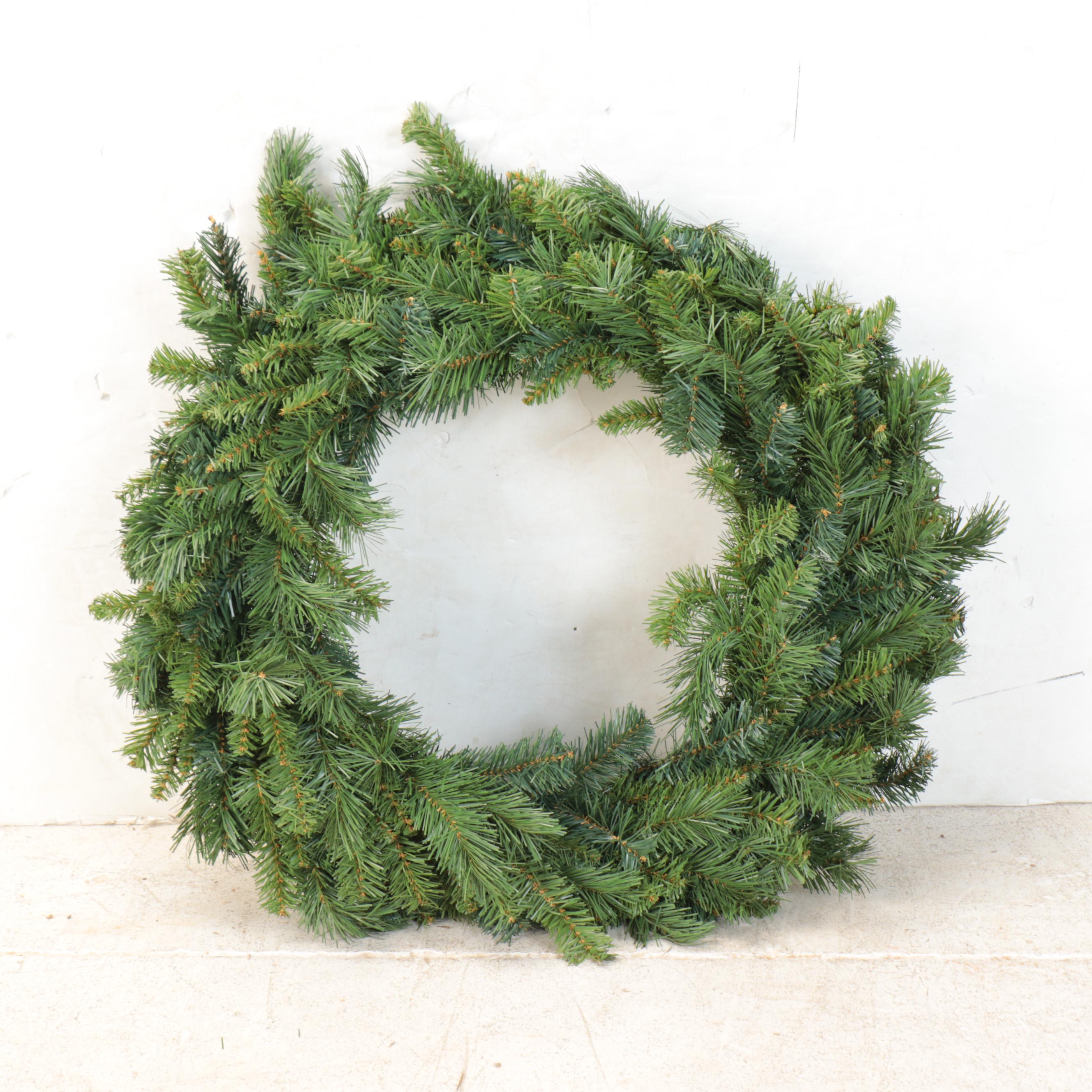 Faux Fir Pre-Lit LED Wreath and Plain Wreath