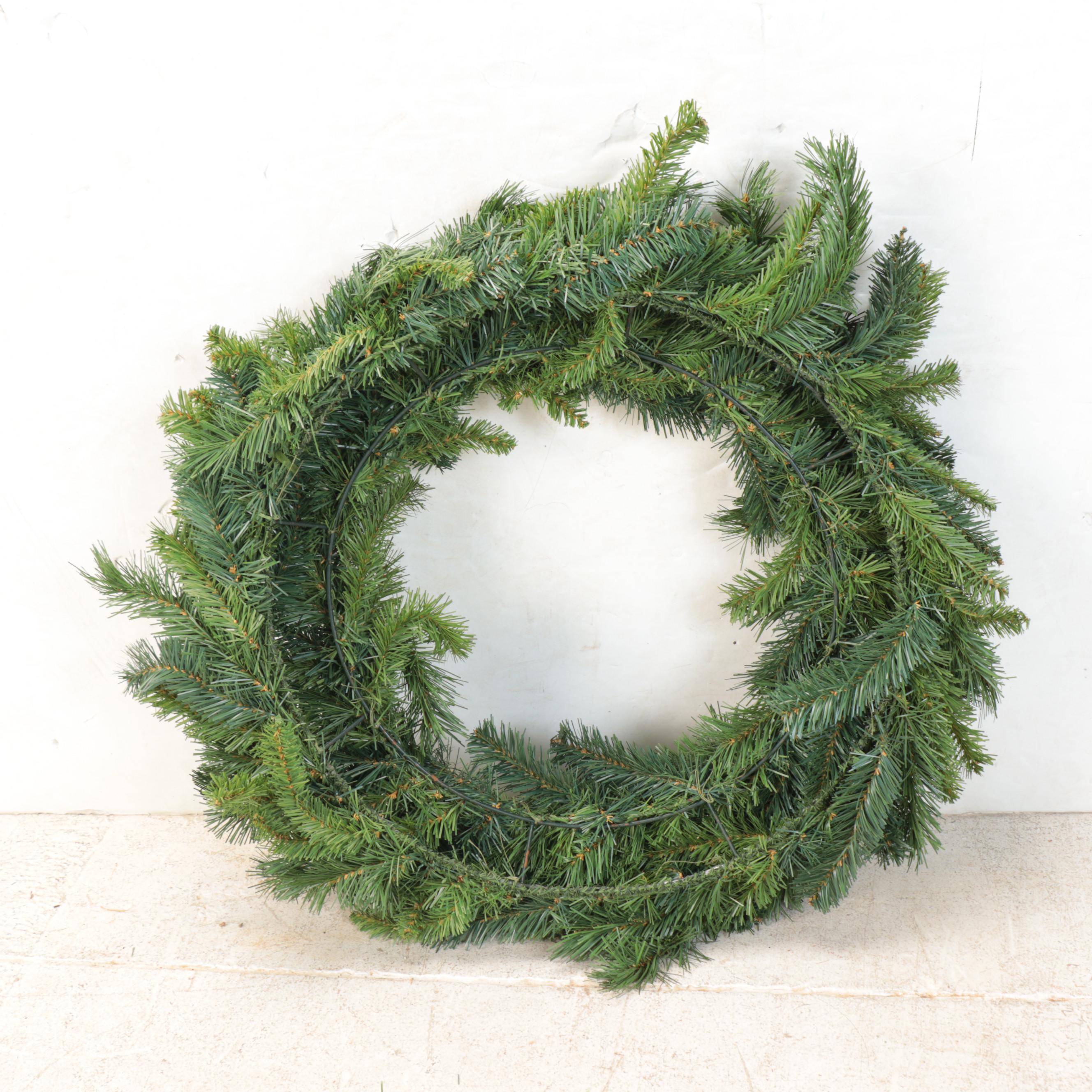 Faux Fir Pre-Lit LED Wreath and Plain Wreath