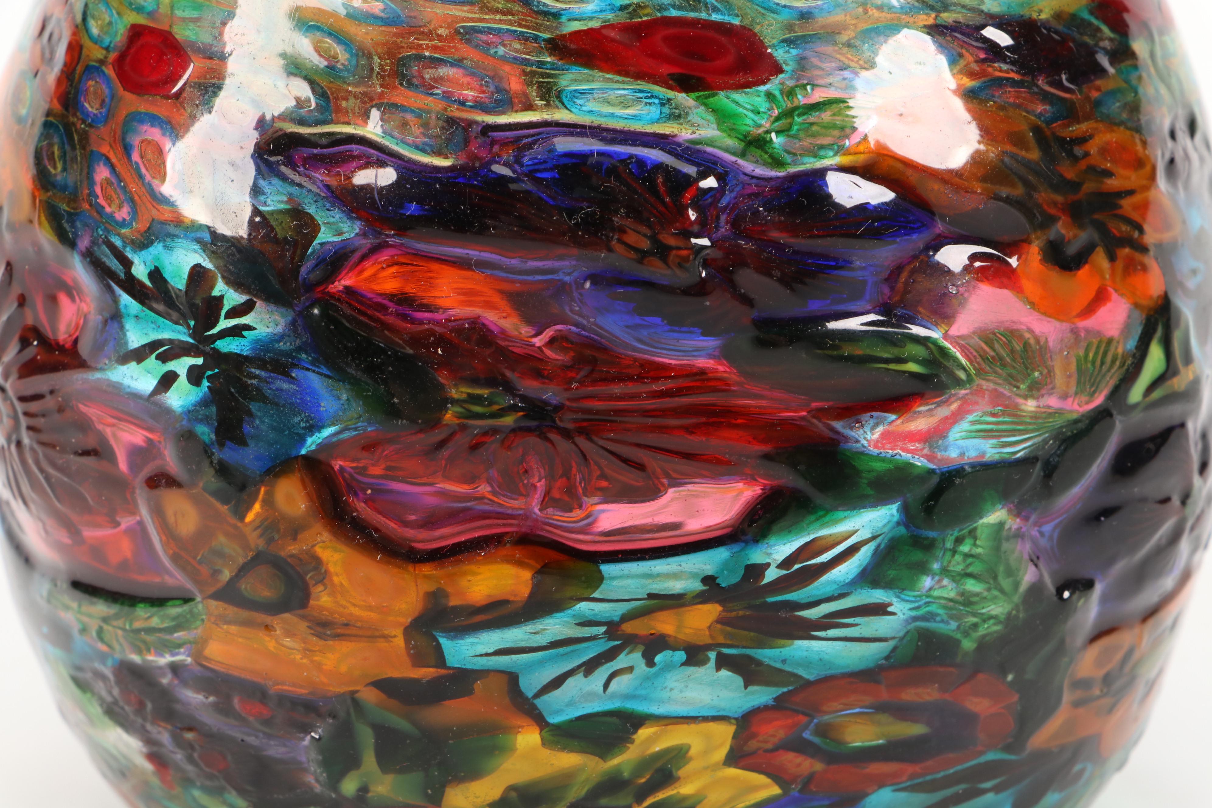 Ercole Barovier for Artisti Barovier Murrine Mosaico Murano Art Glass Vase