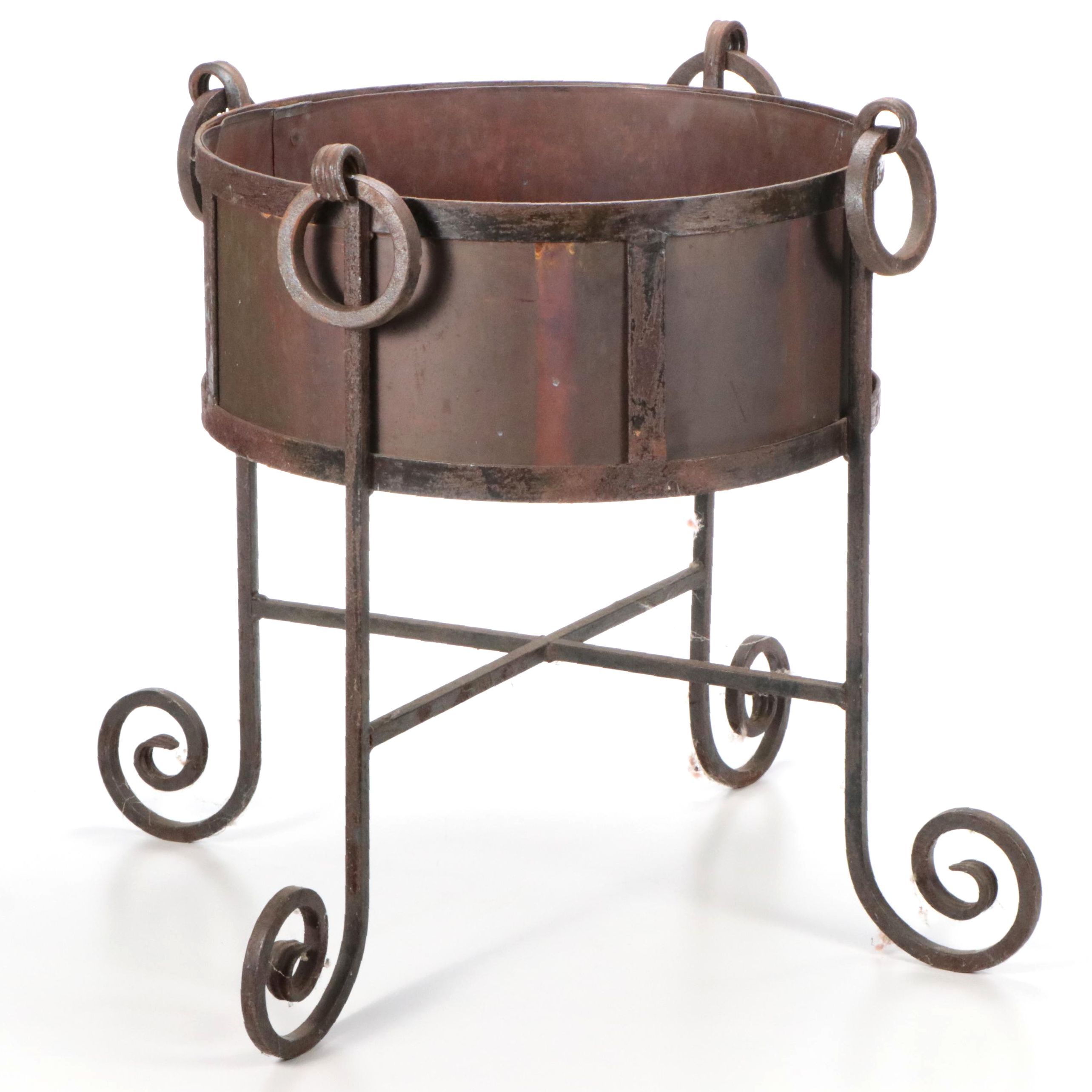 Wrought Iron Standing Planter, Early to Mid-20th Century
