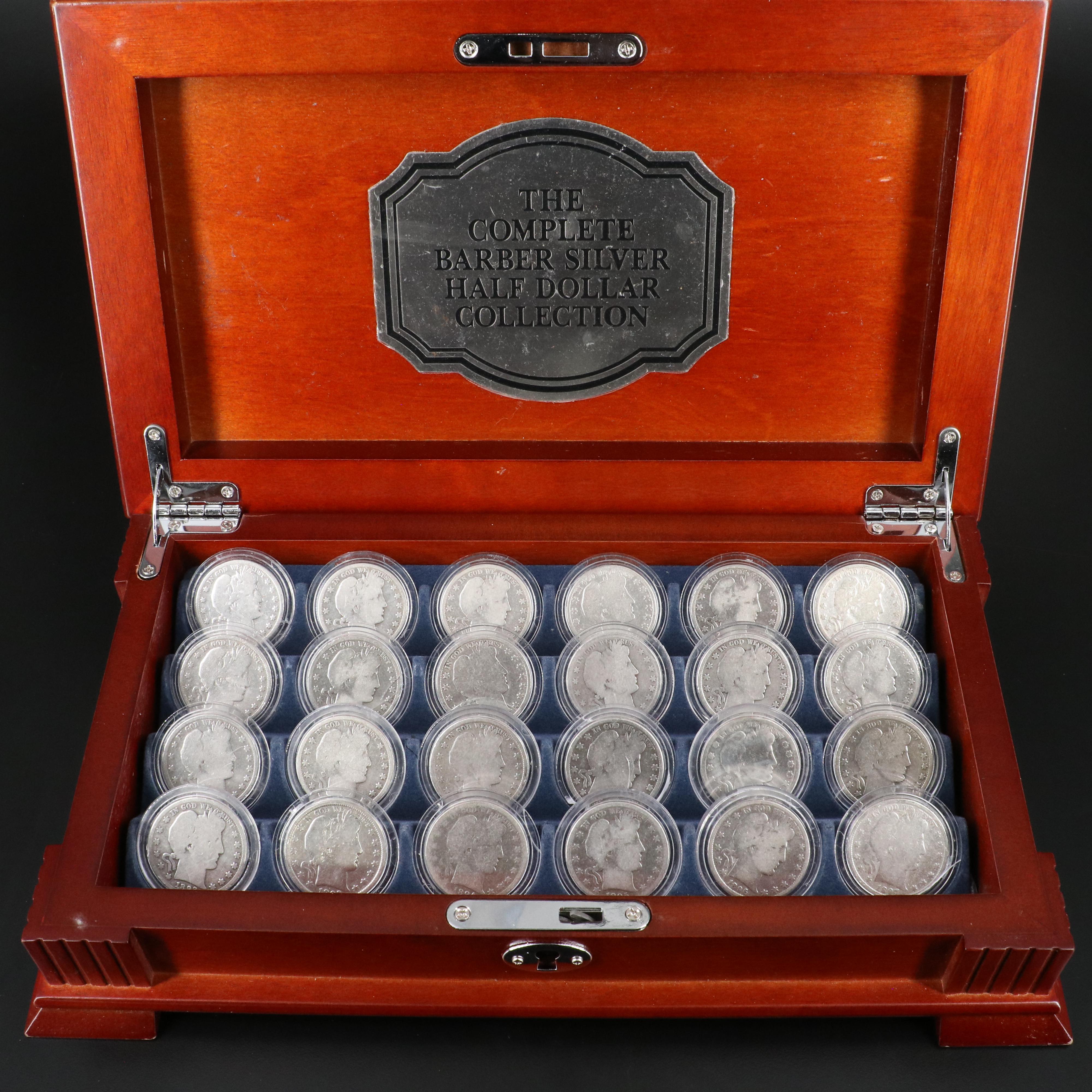 Set of Twenty-Four Barber Silver Half Dollars, Complete Date Set, 1892 to 1915
