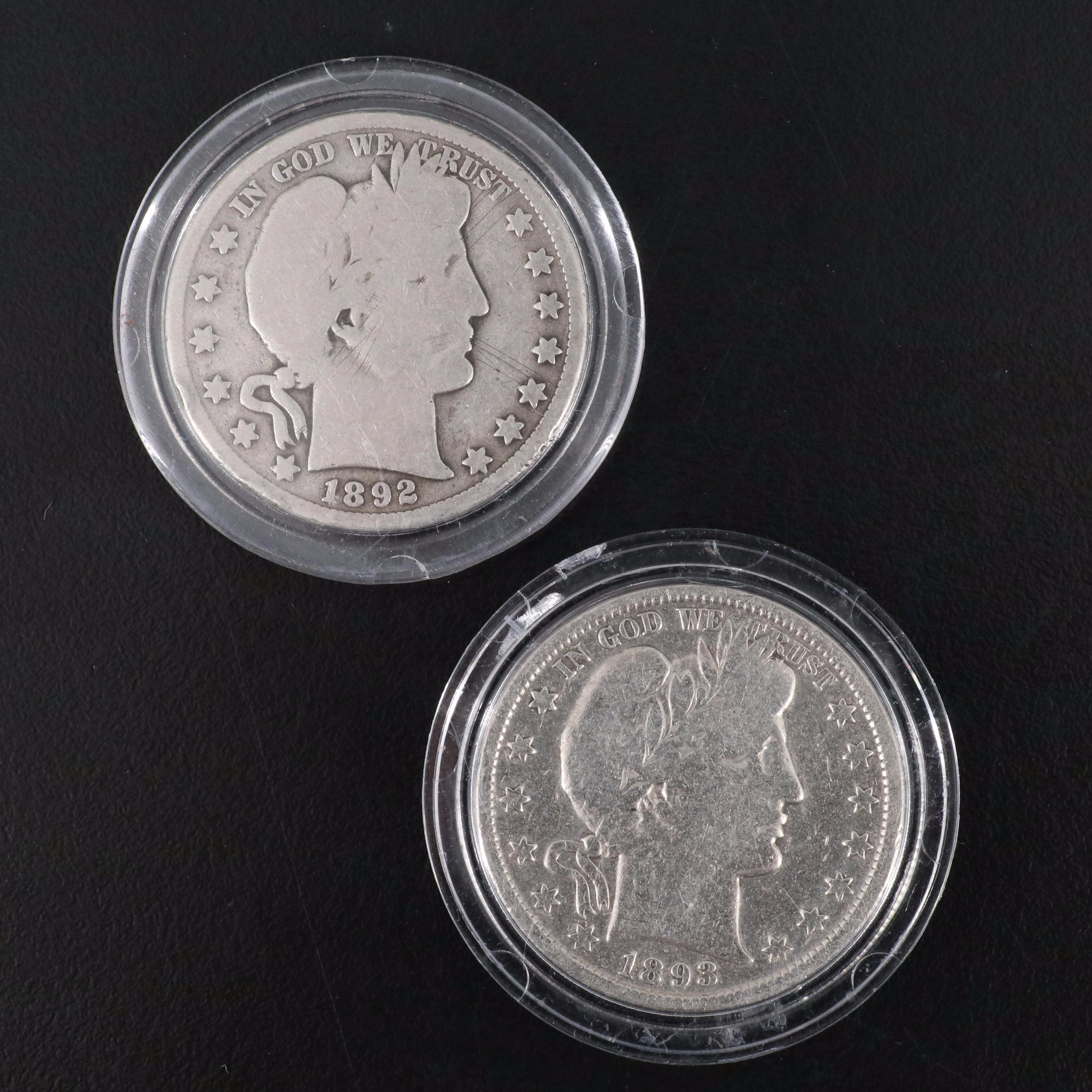 Set of Twenty-Four Barber Silver Half Dollars, Complete Date Set, 1892 to 1915