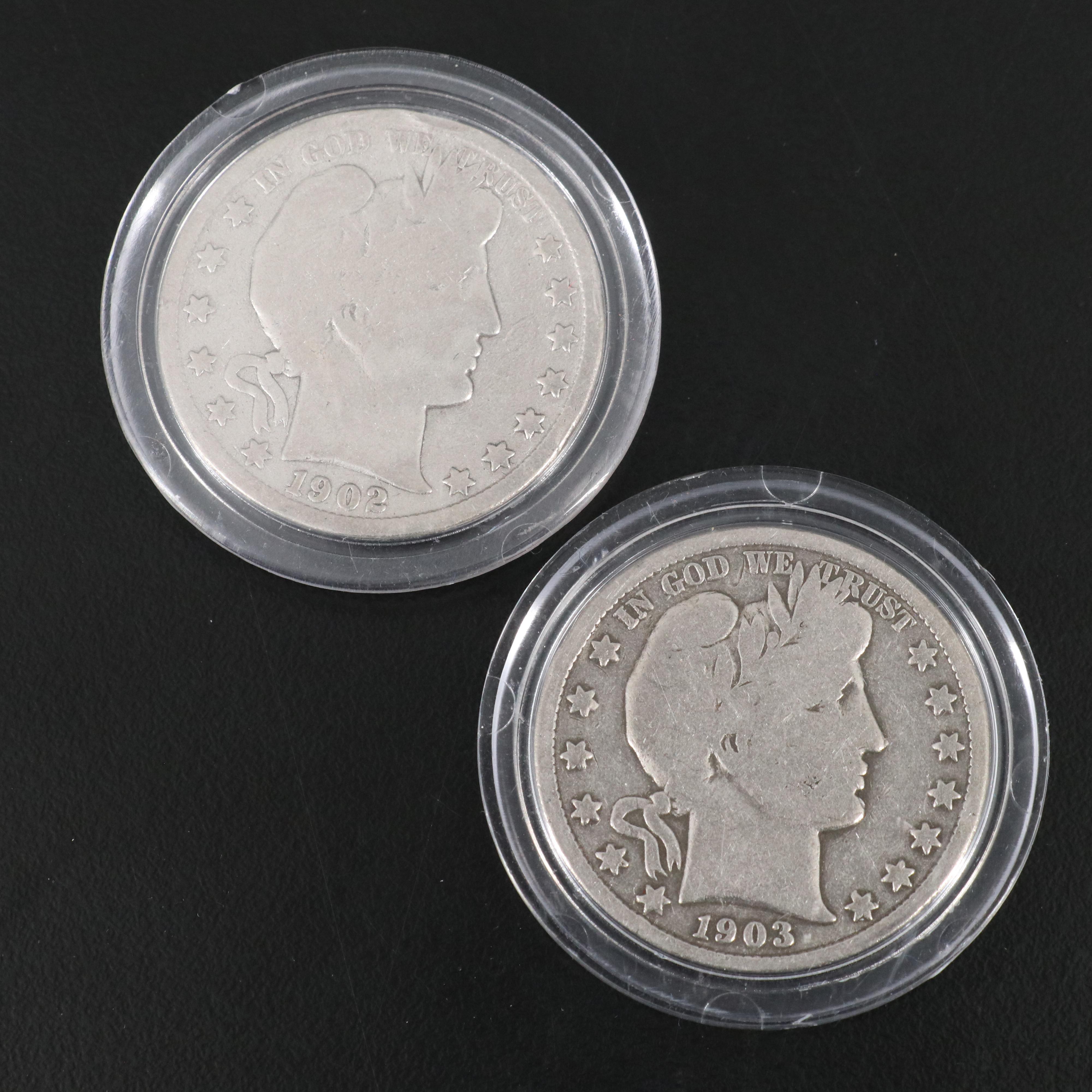 Set of Twenty-Four Barber Silver Half Dollars, Complete Date Set, 1892 to 1915