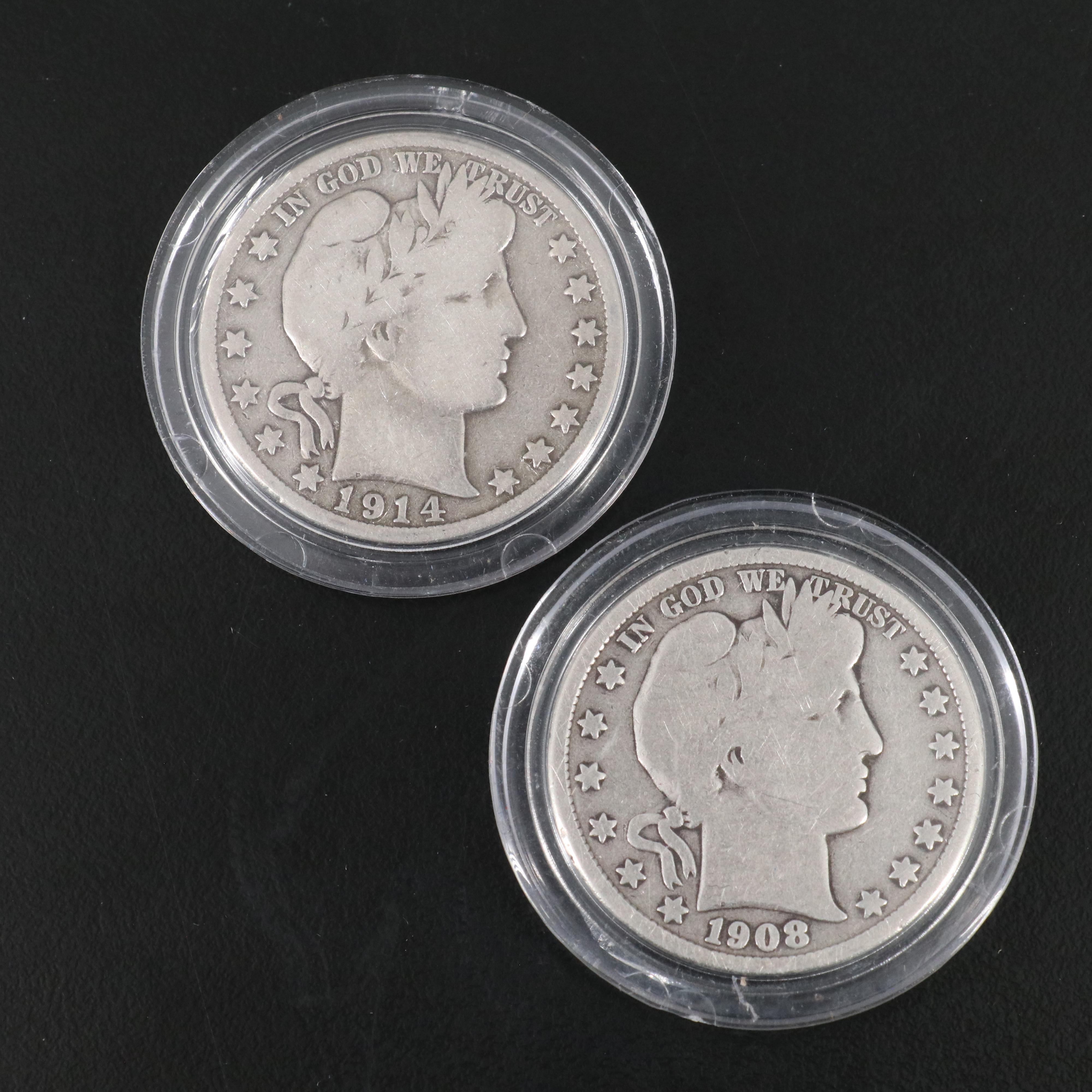 Set of Twenty-Four Barber Silver Half Dollars, Complete Date Set, 1892 to 1915