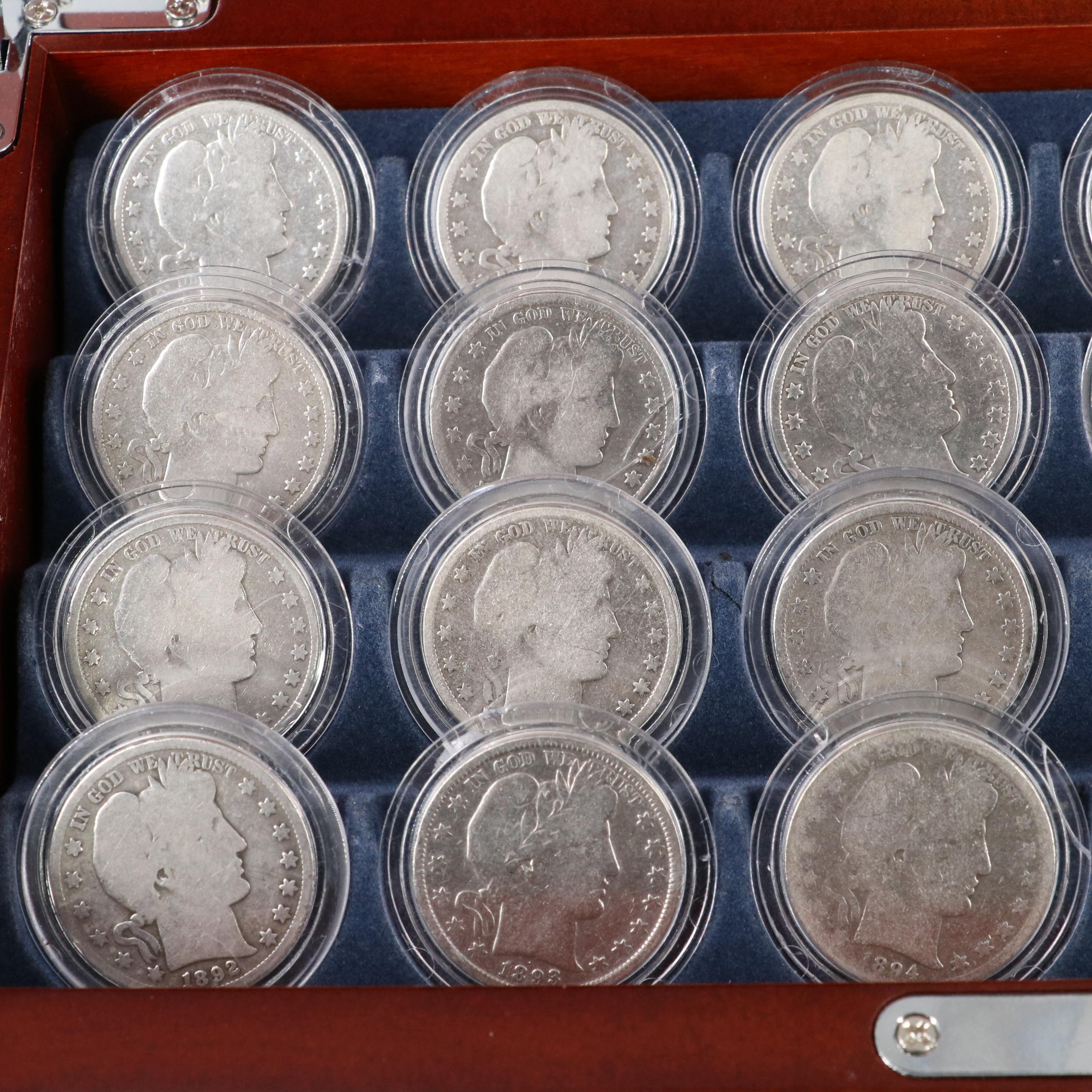 Set of Twenty-Four Barber Silver Half Dollars, Complete Date Set, 1892 to 1915
