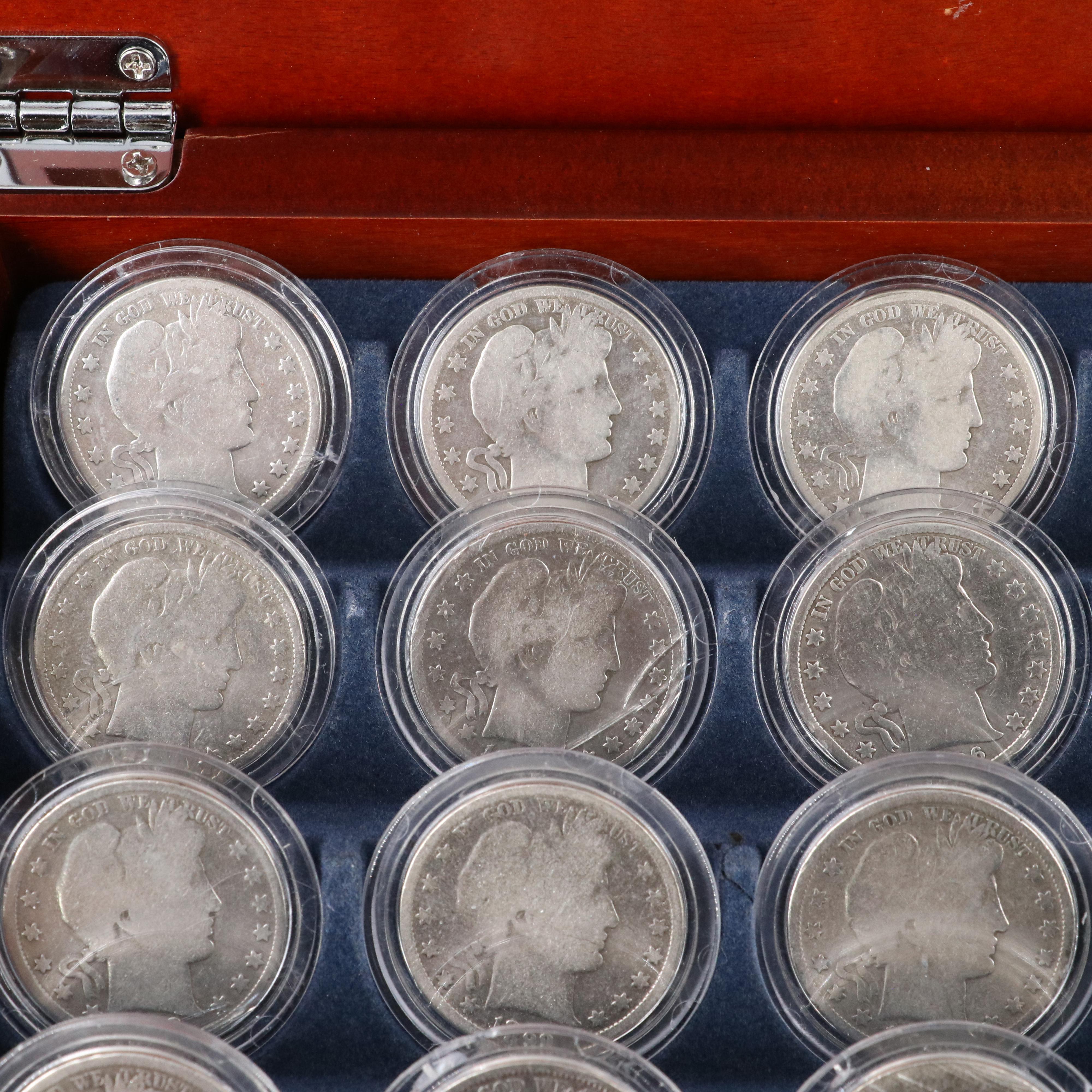 Set of Twenty-Four Barber Silver Half Dollars, Complete Date Set, 1892 to 1915