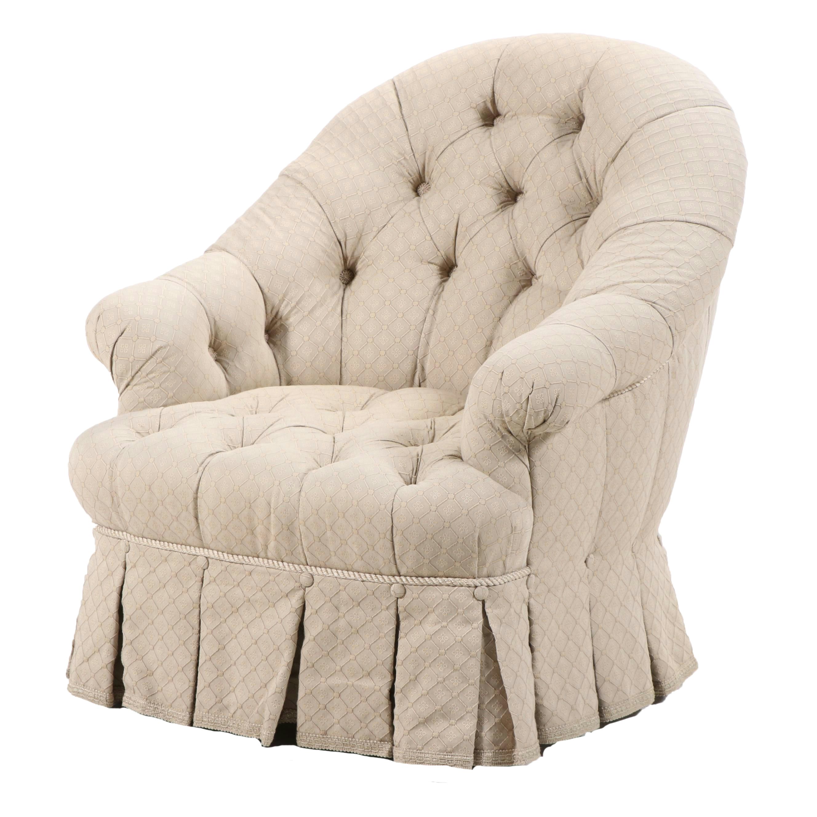 Victorian Style Maple and Buttoned-Down Tub Chair