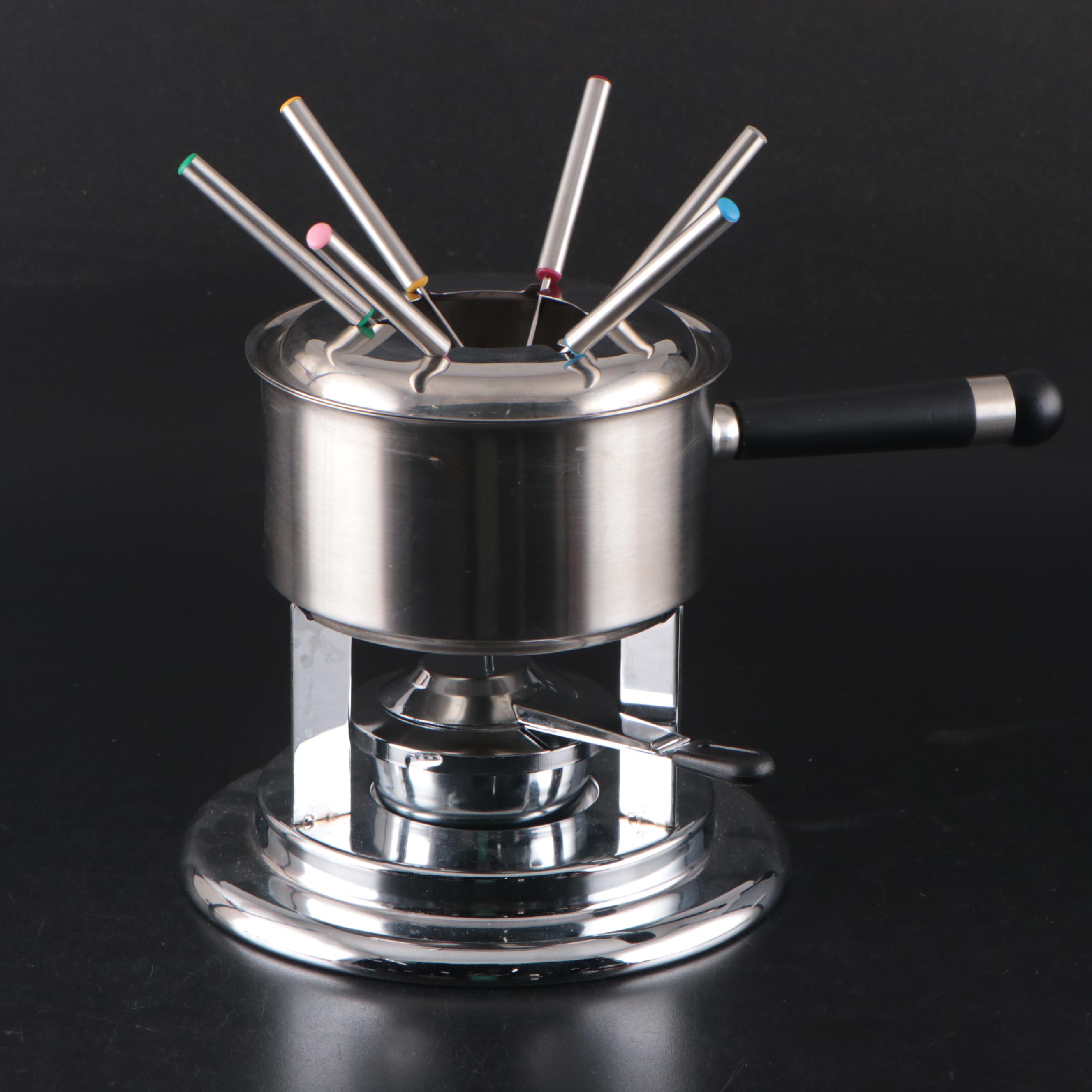 Farberware Stainless Steel Fondue Set with Dipping Plates and Recipes