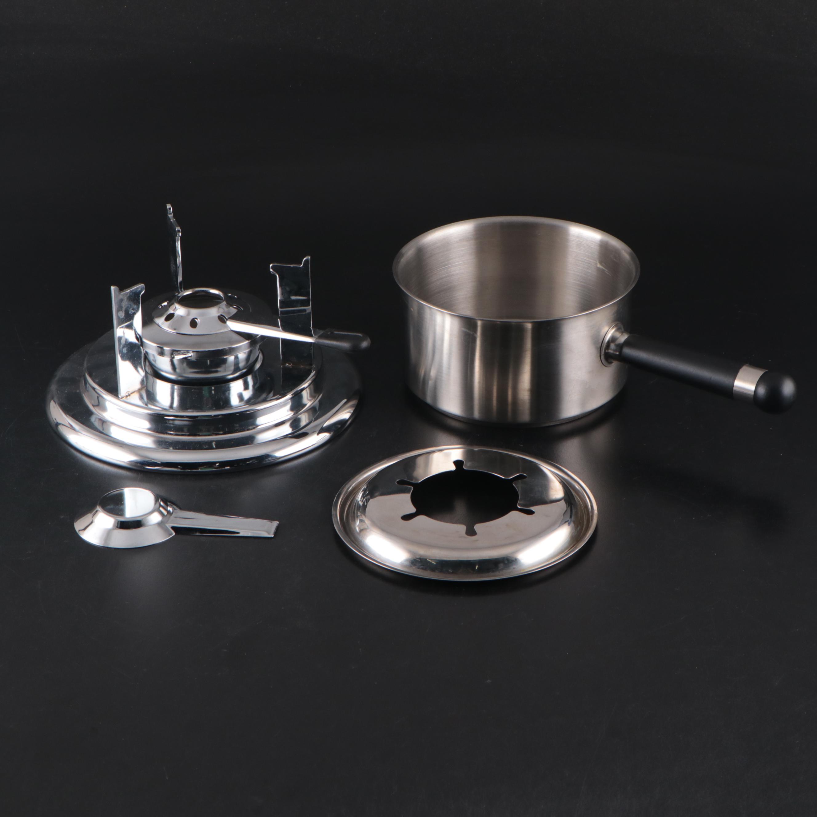 Farberware Stainless Steel Fondue Set with Dipping Plates and Recipes