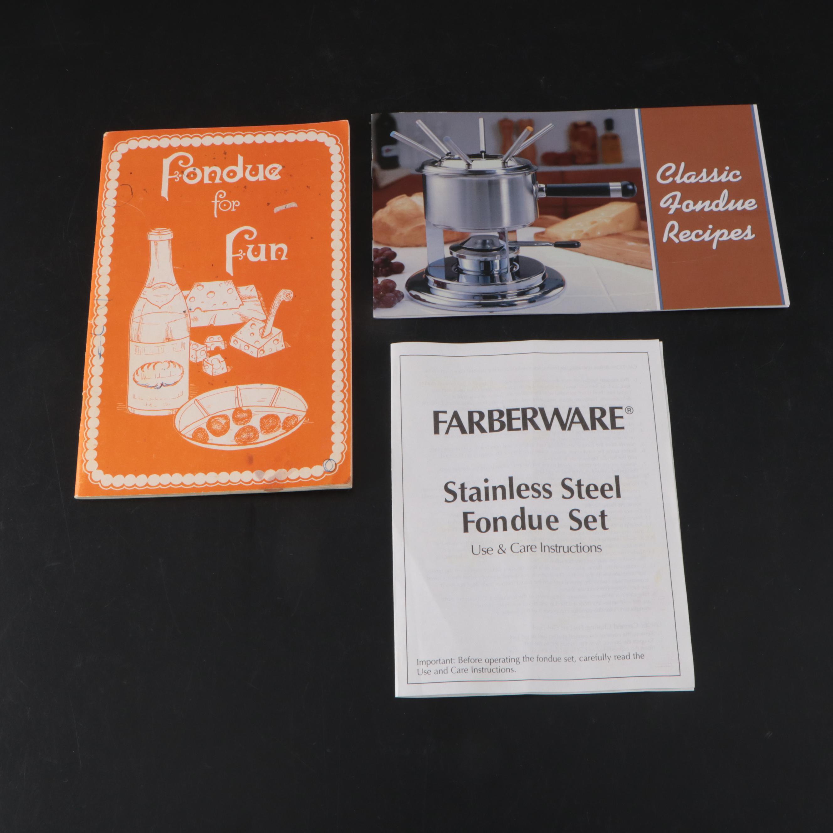 Farberware Stainless Steel Fondue Set with Dipping Plates and Recipes
