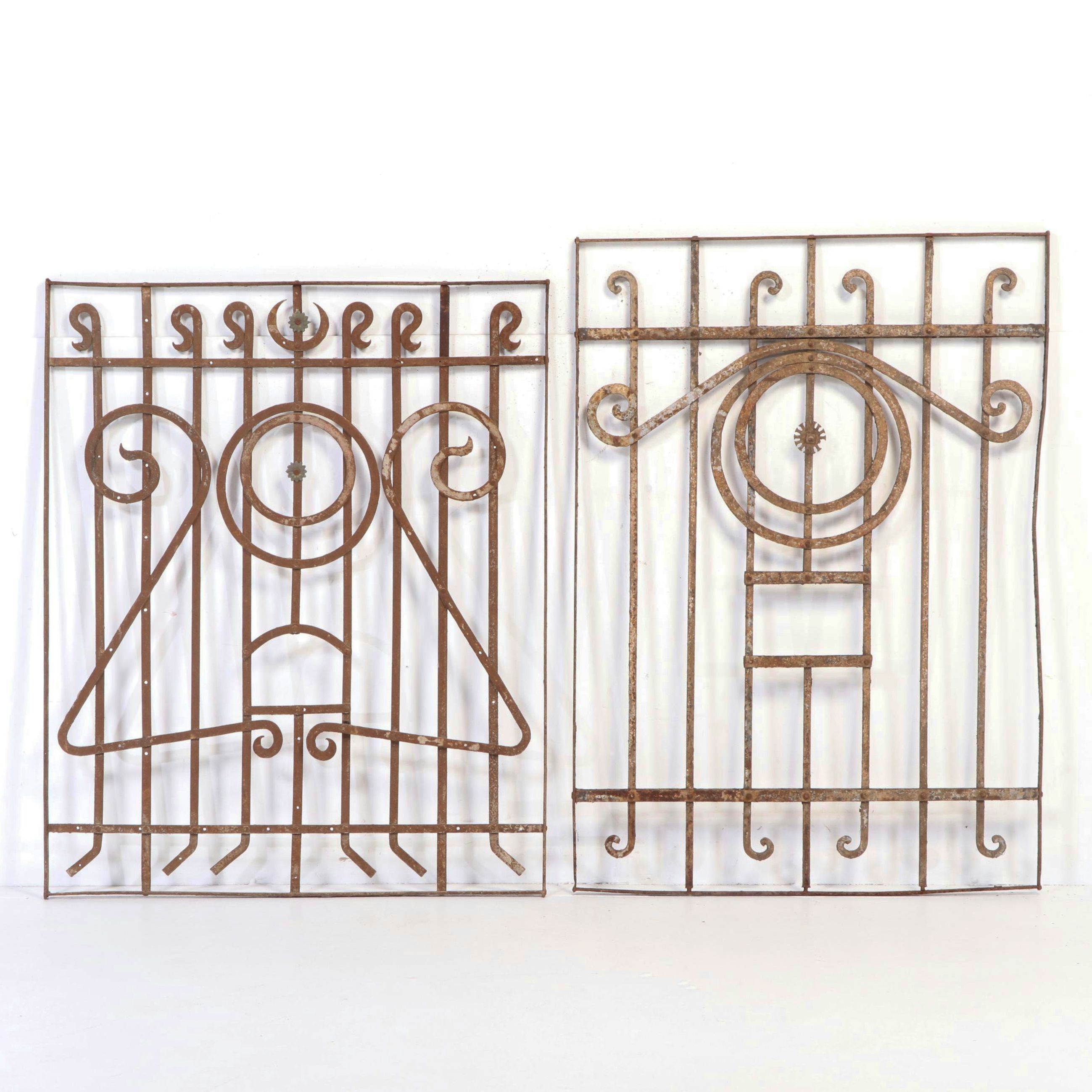 Late Victorian Art Nouveau Hand-Forged Wrought Iron Window Grates