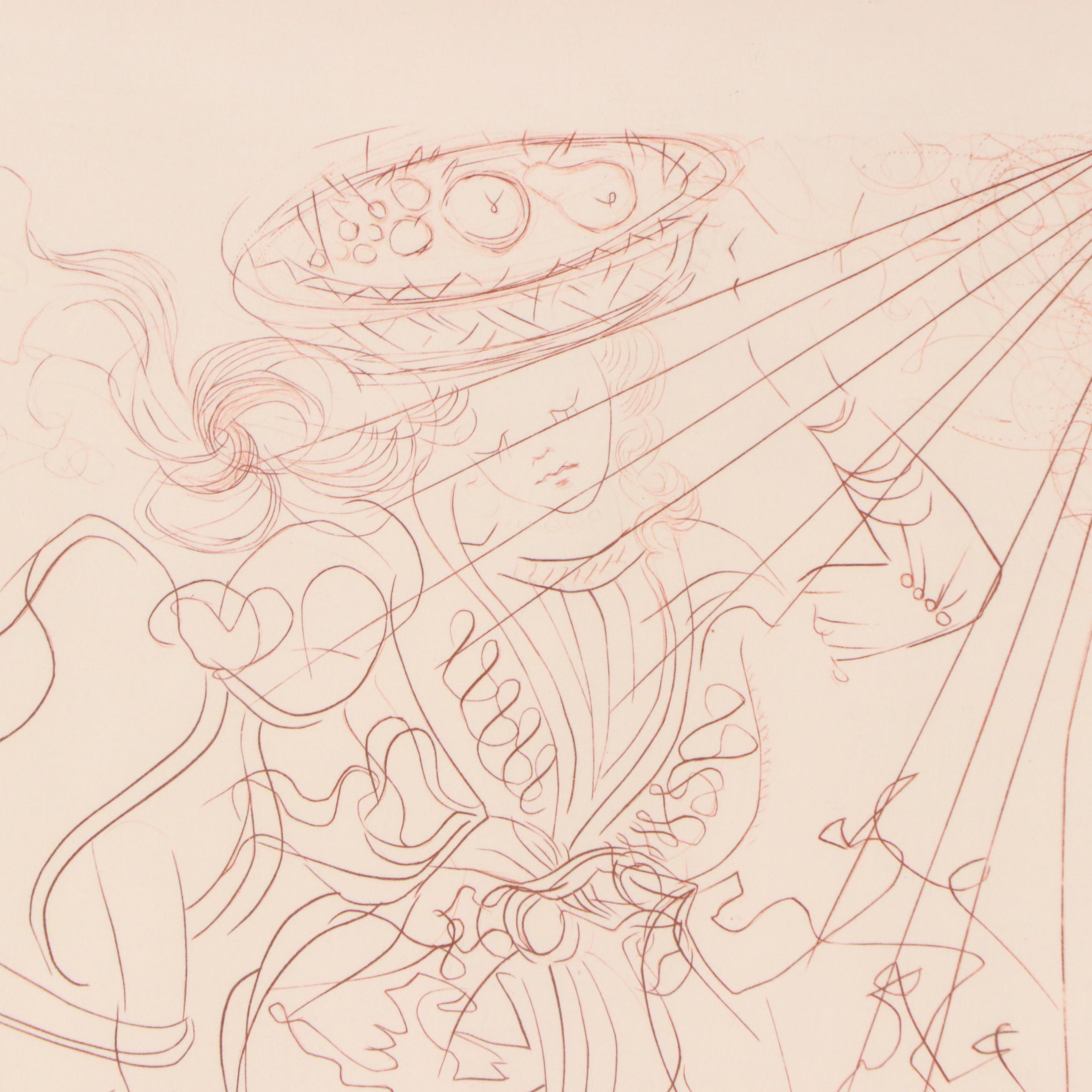 Salvador Dalí Restrike Sanguine Etching "Autumn"