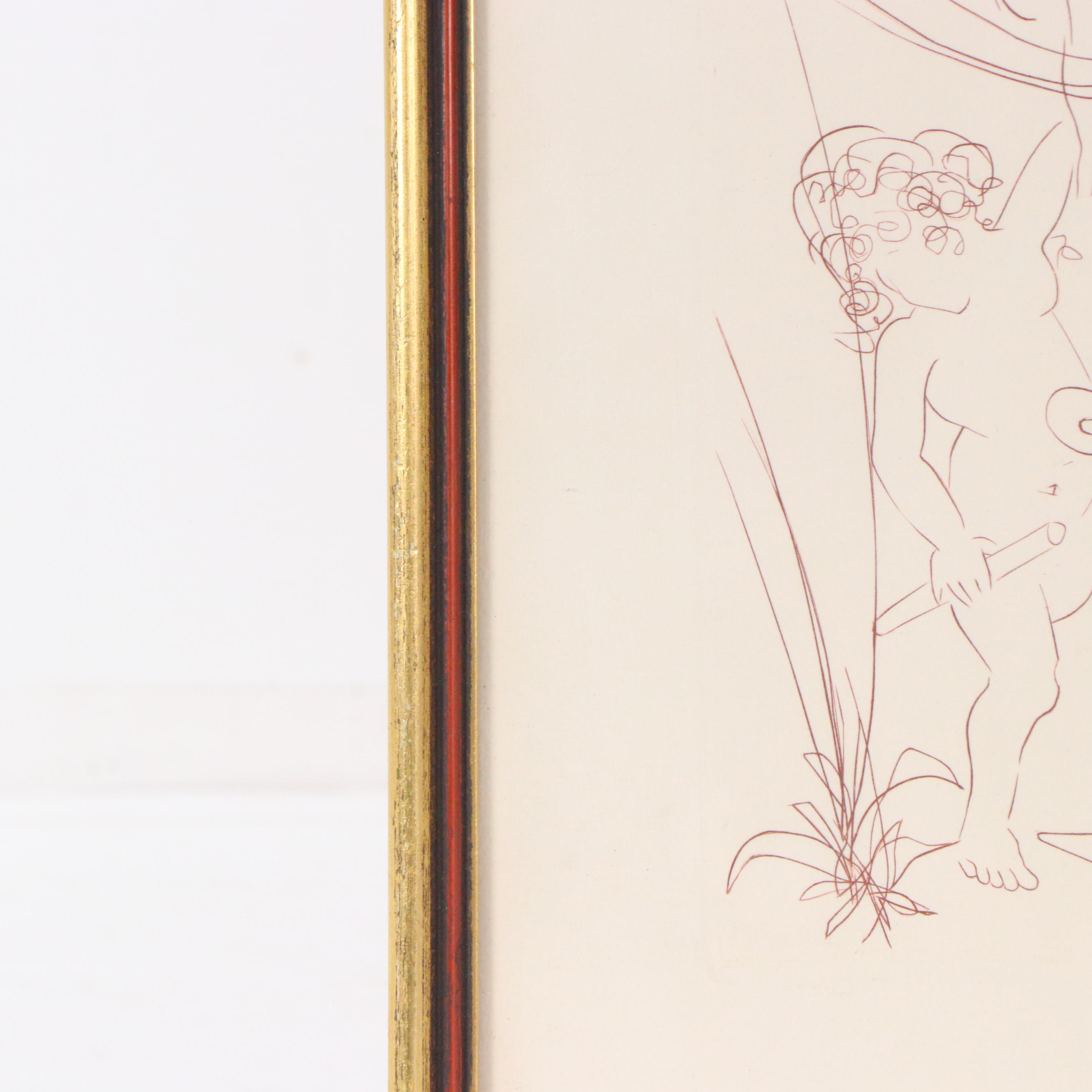 Salvador Dalí Restrike Sanguine Etching "Autumn"