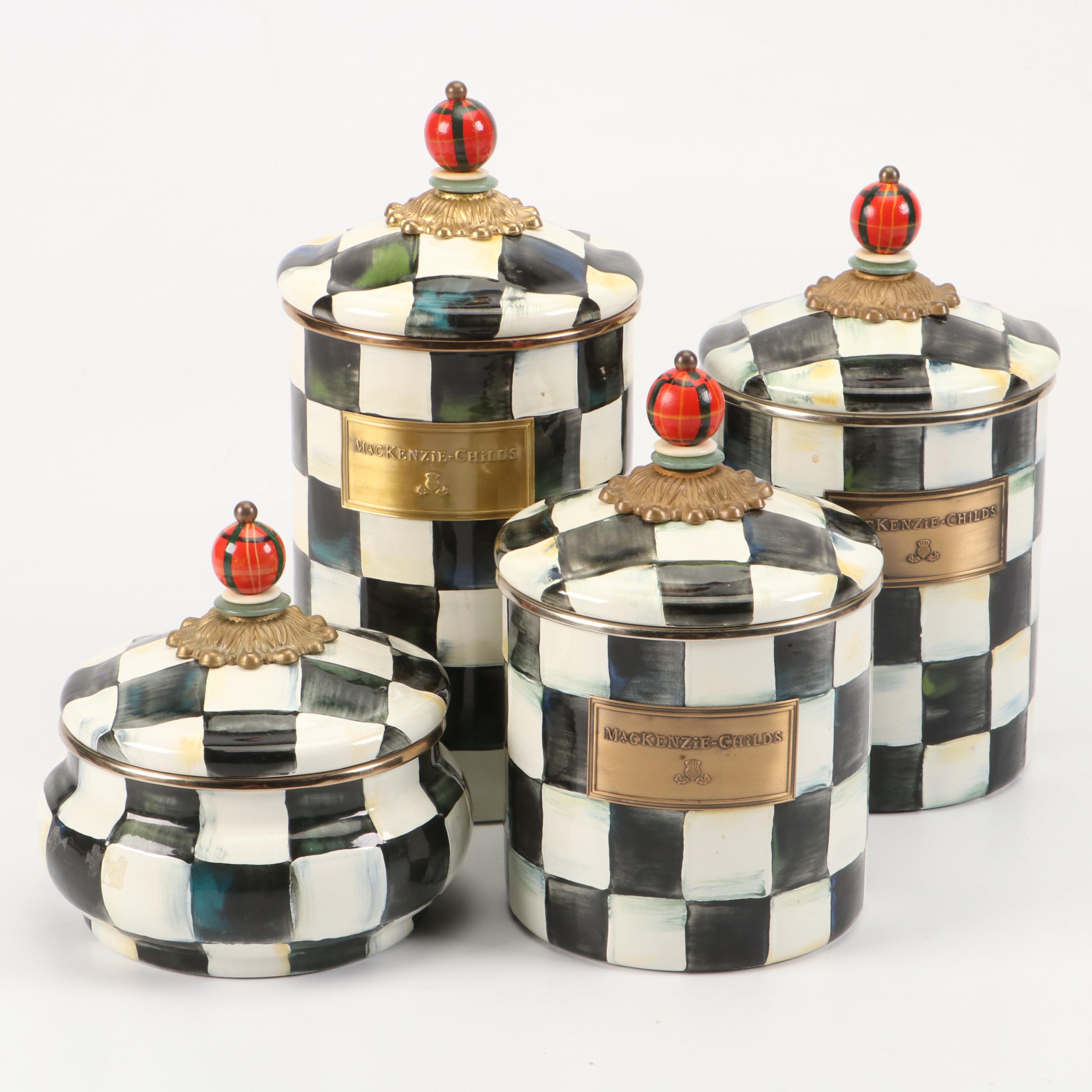 MacKenzie-Childs "Courtly Check" Enamelware Canisters