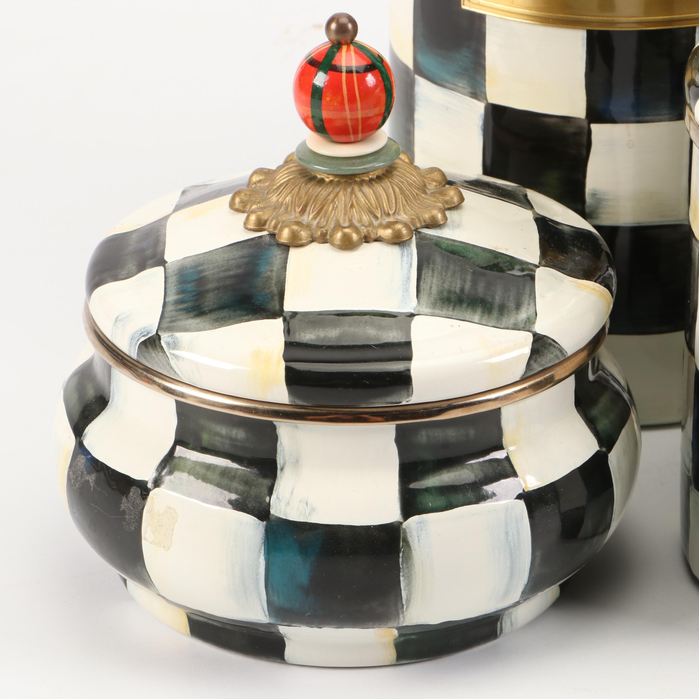 MacKenzie-Childs "Courtly Check" Enamelware Canisters