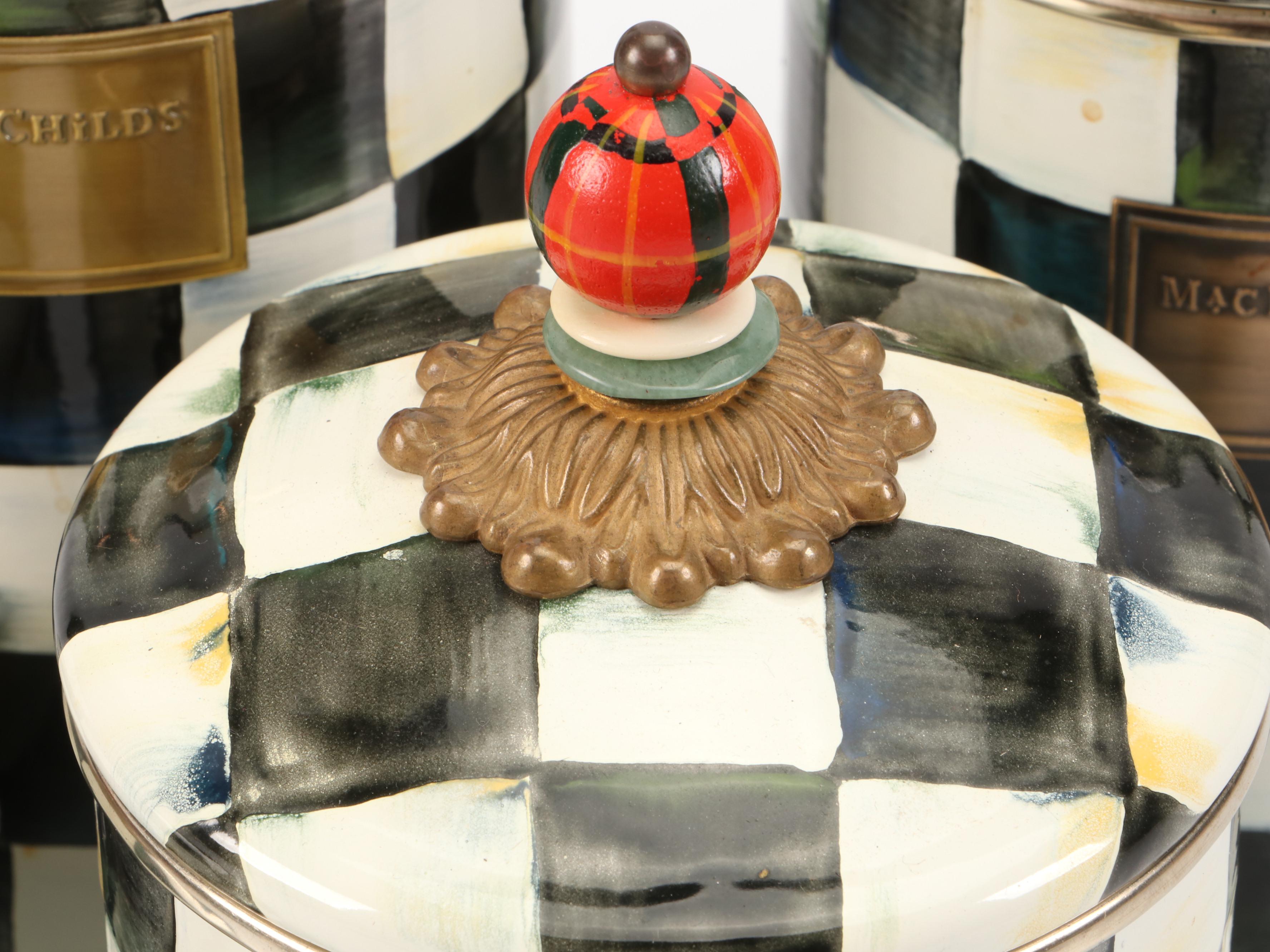 MacKenzie-Childs "Courtly Check" Enamelware Canisters