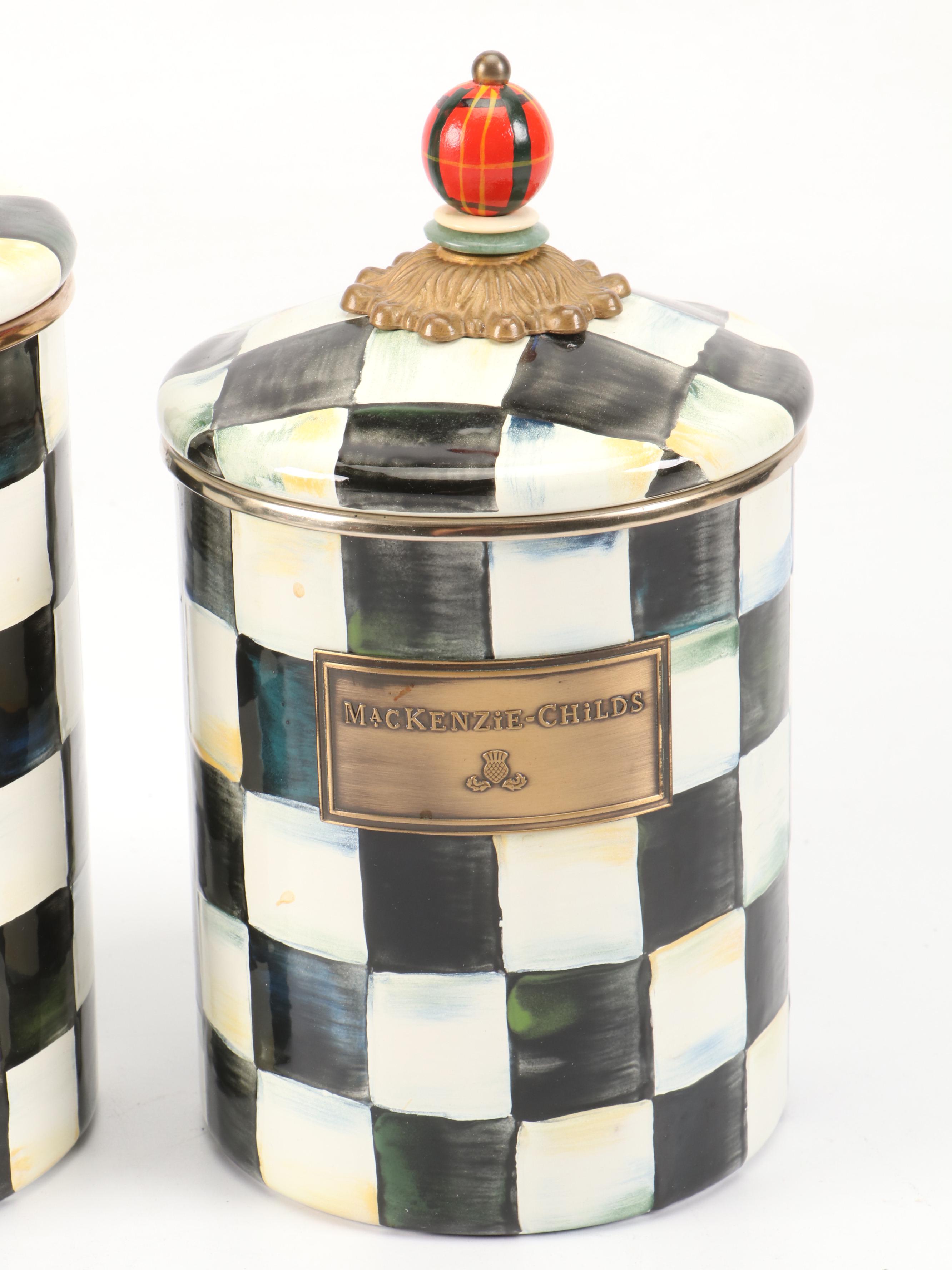 MacKenzie-Childs "Courtly Check" Enamelware Canisters