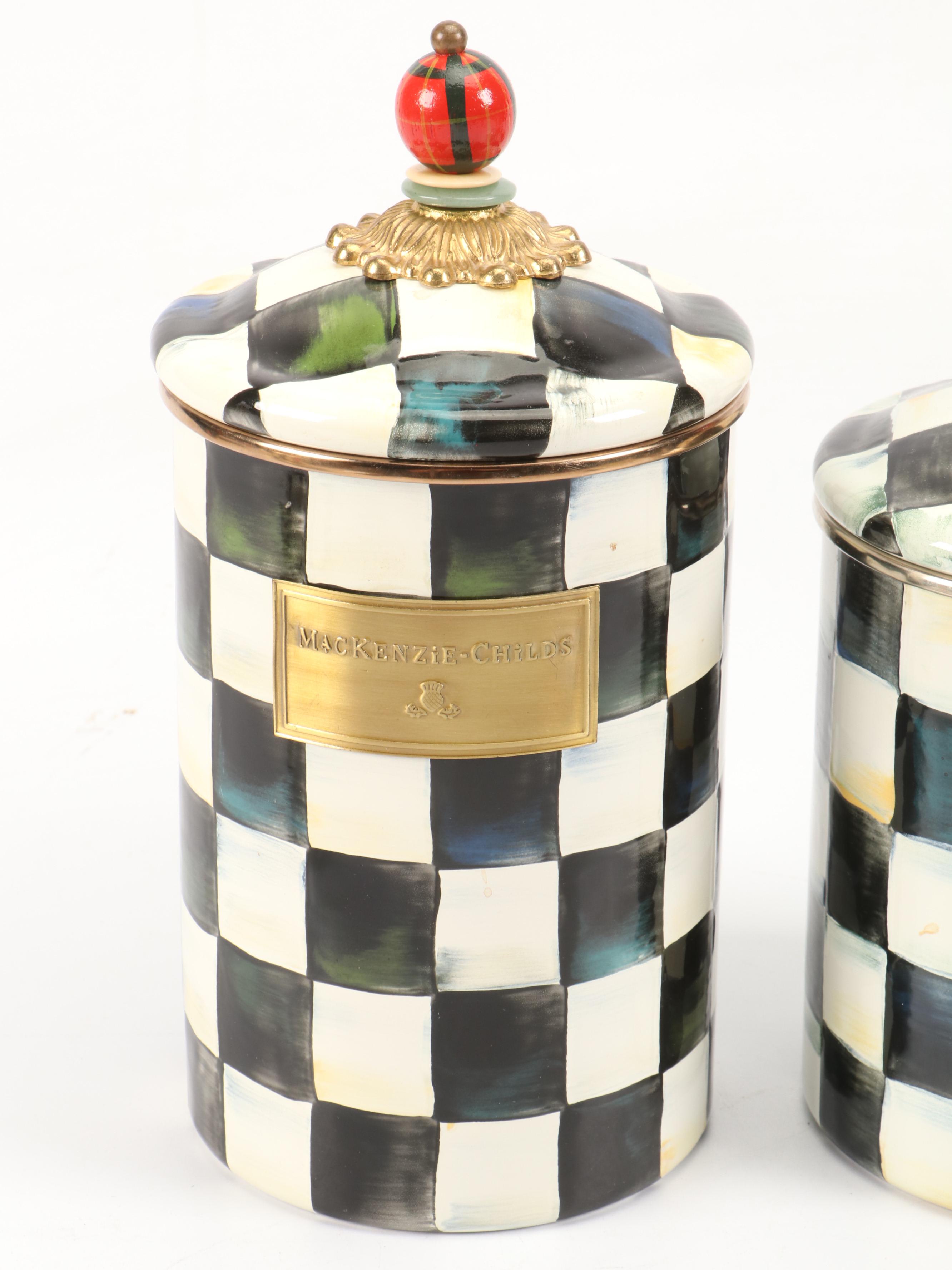 MacKenzie-Childs "Courtly Check" Enamelware Canisters