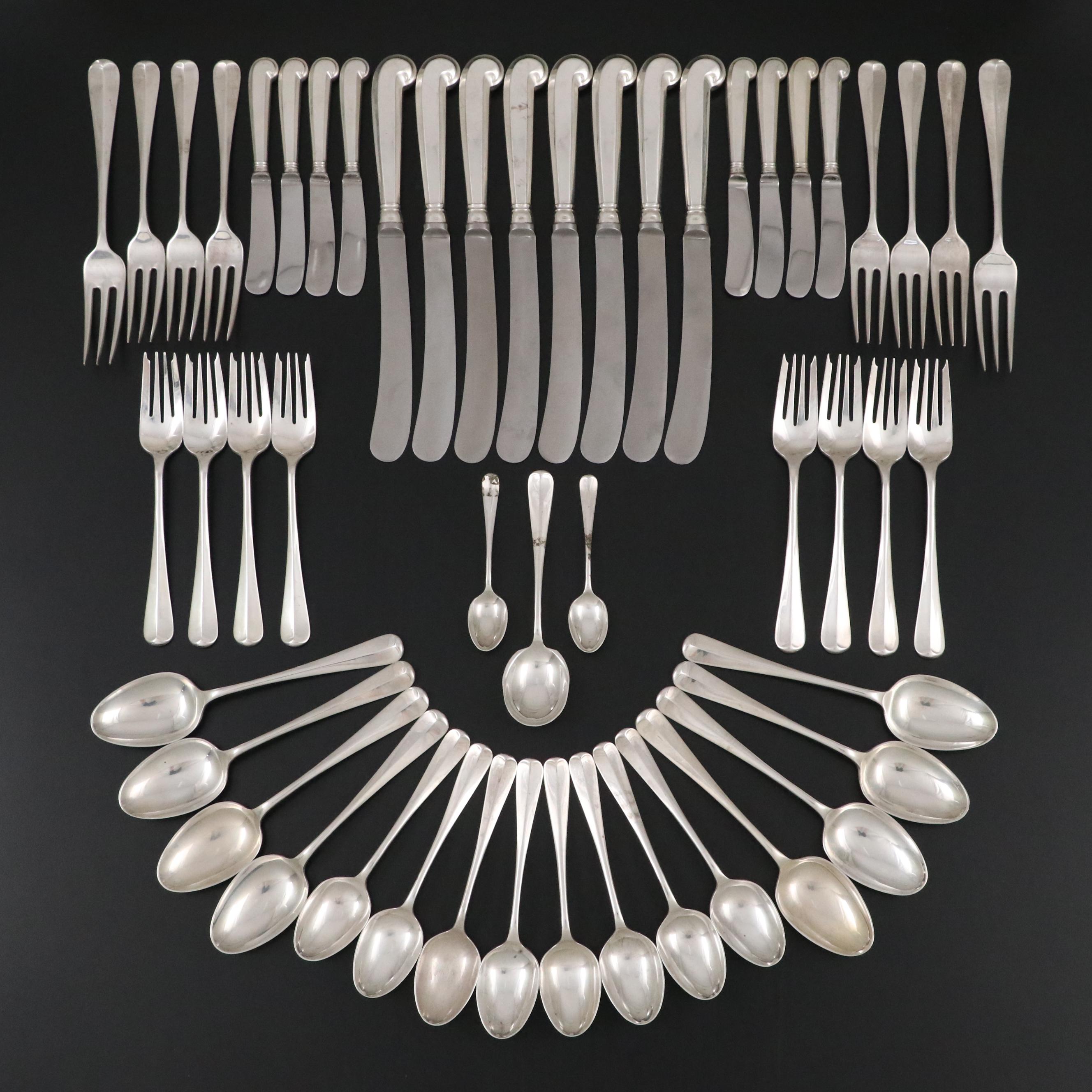 English Tiffany & Co. "Rat Tail" Sterling Silver Flatware, 1969