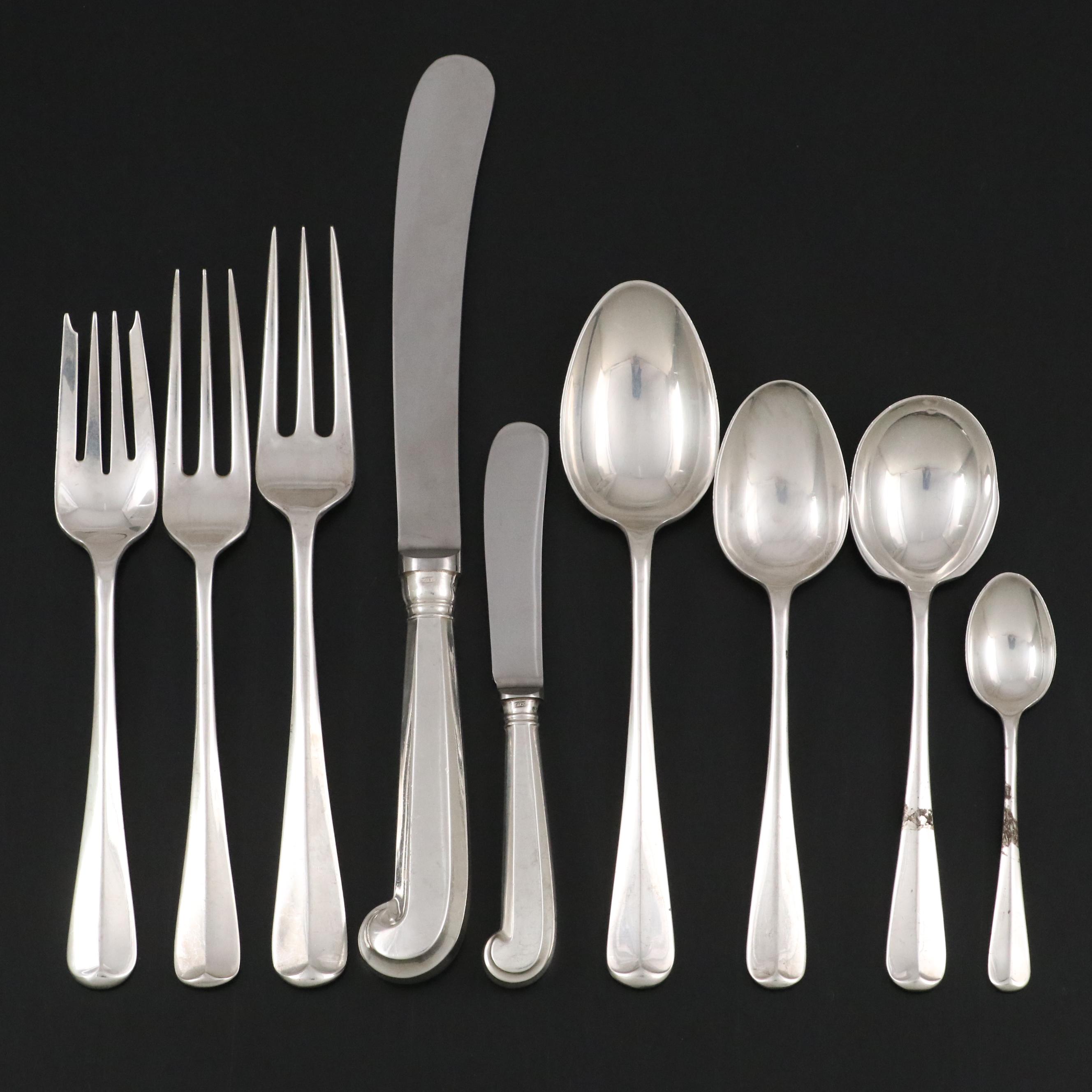 English Tiffany & Co. "Rat Tail" Sterling Silver Flatware, 1969