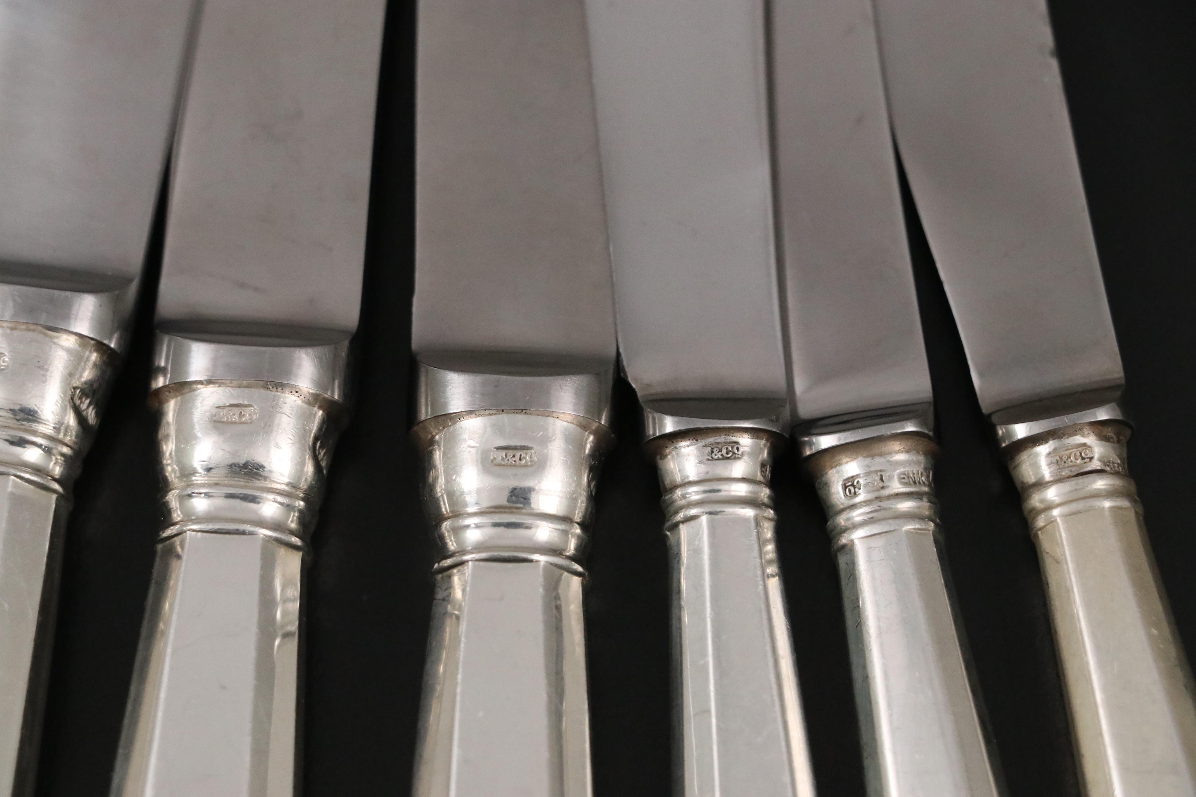 English Tiffany & Co. "Rat Tail" Sterling Silver Flatware, 1969