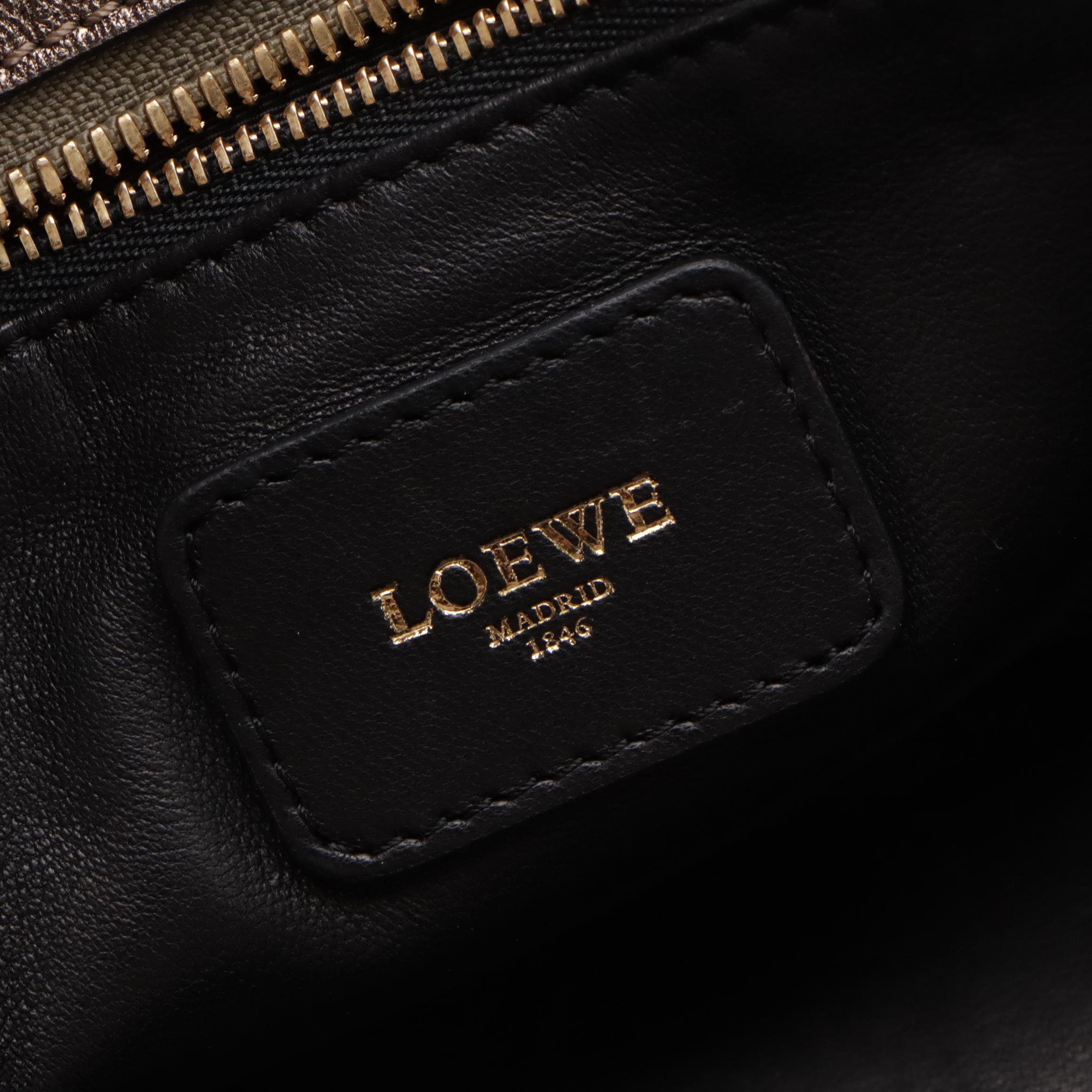 Loewe Amazona Anagram Metallic Leather Boston Bag