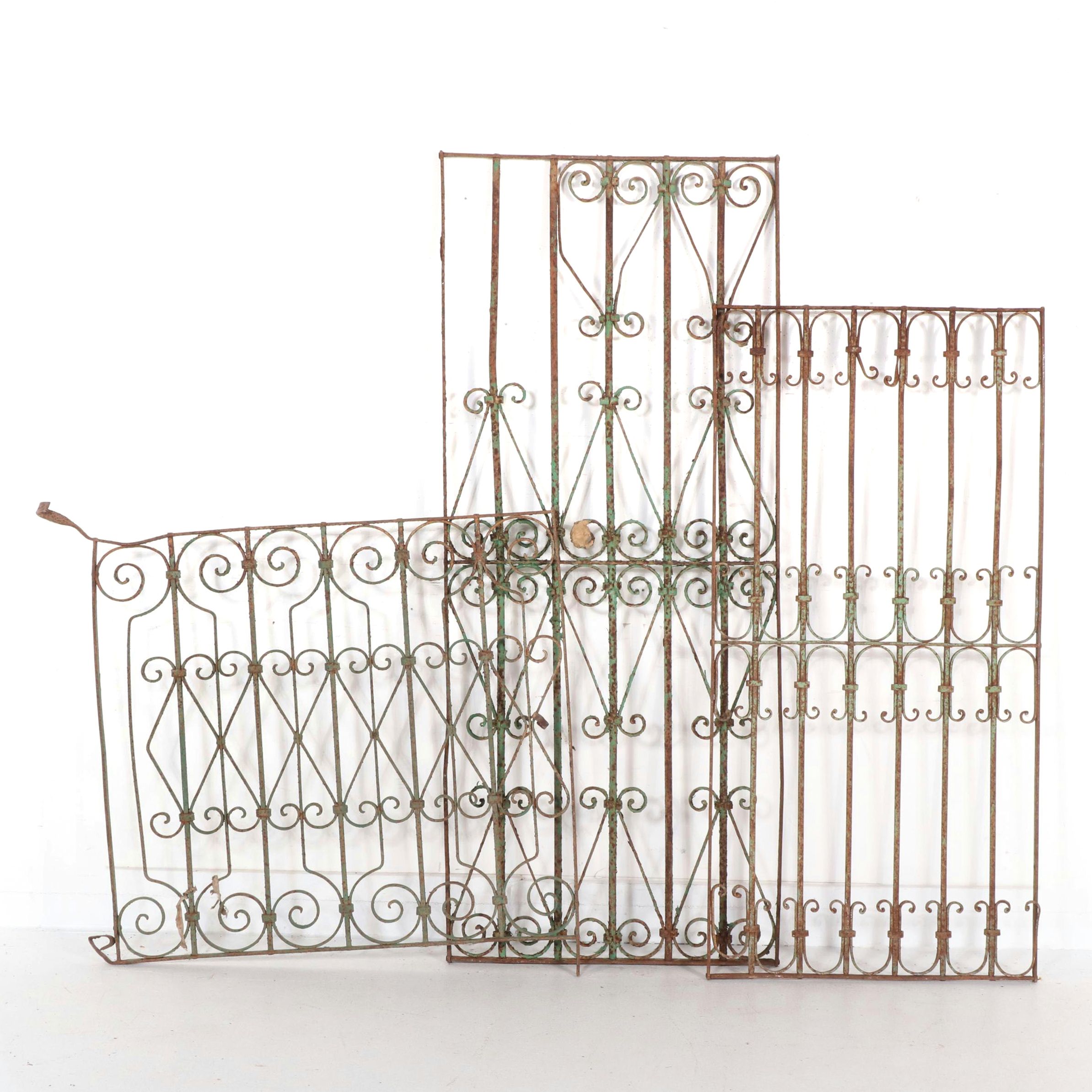 Late Victorian Hand-Forged Wrought Iron Door Grille
