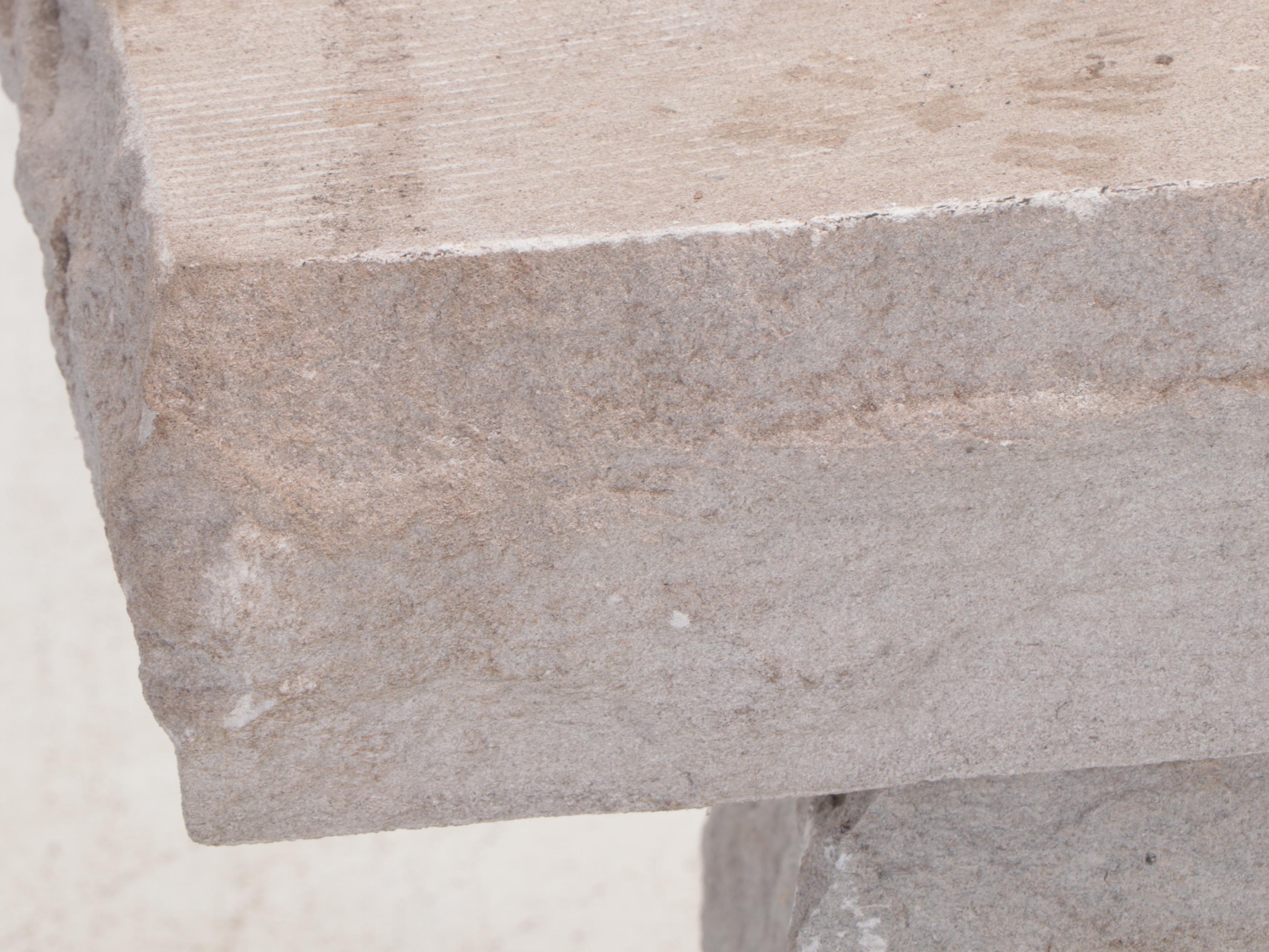 Handcarved Limestone Slab Garden Bench