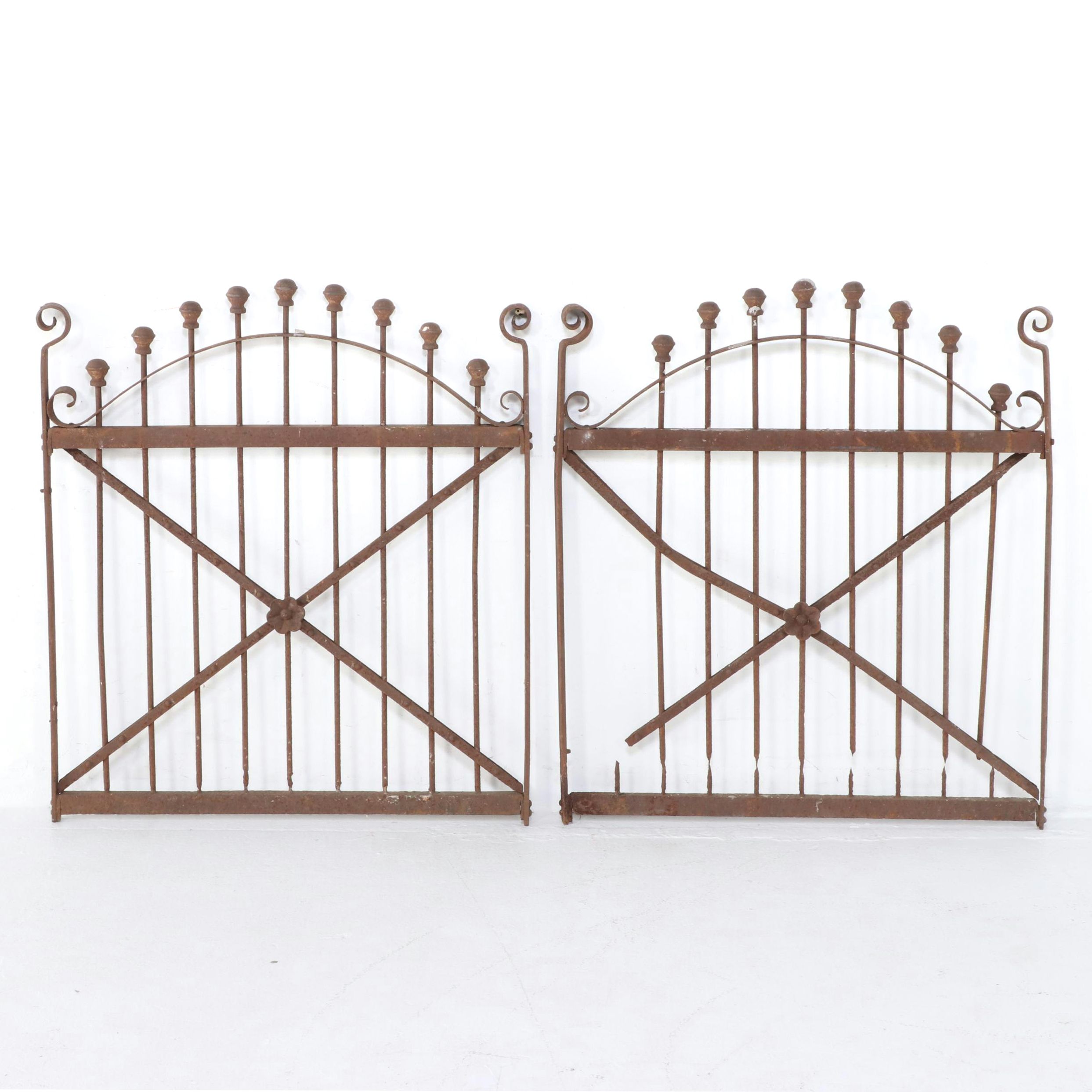Victorian Pair of Hand-Forged Cast Iron Garden Gates