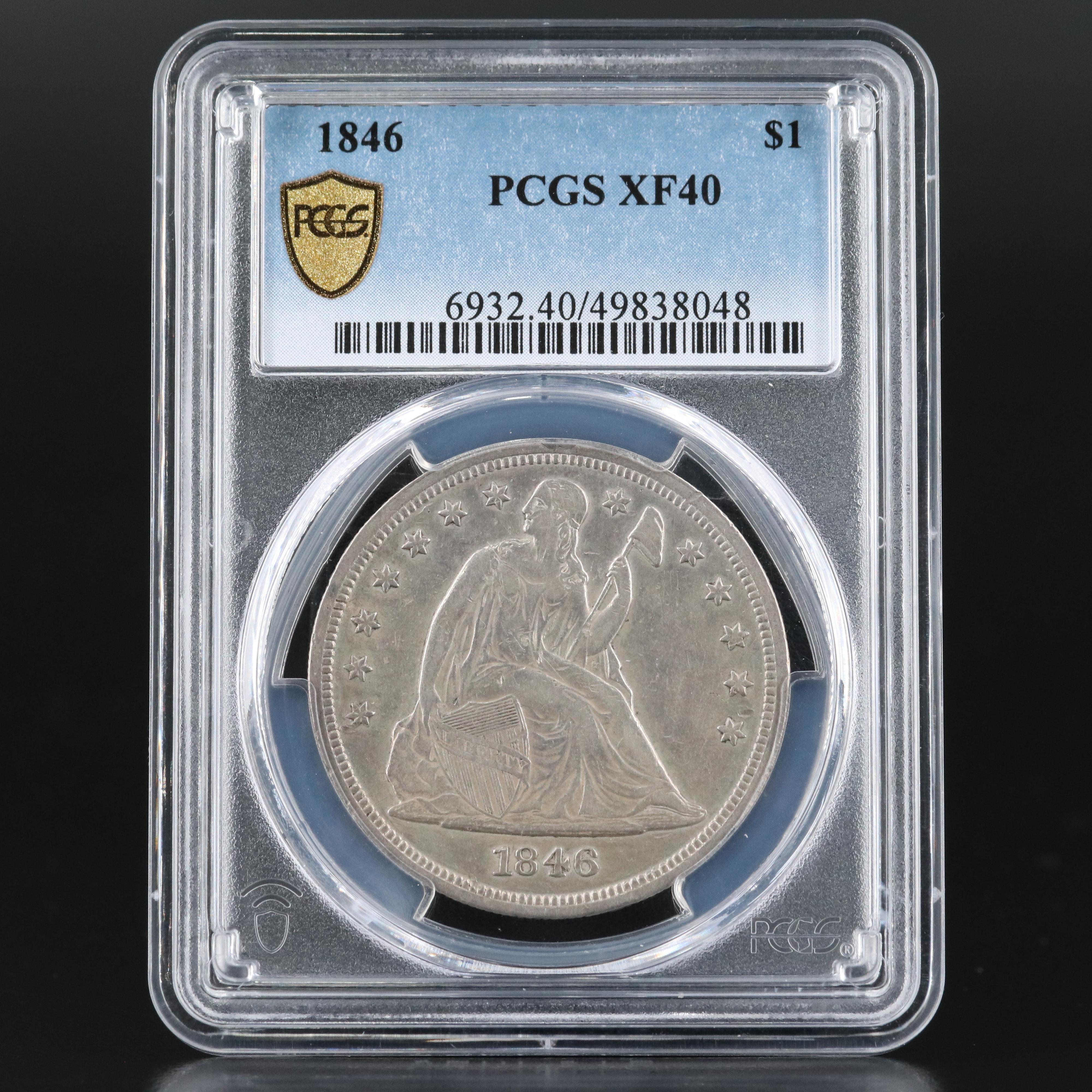 PCGS Graded XF40 1846 Liberty Seated Silver Dollar