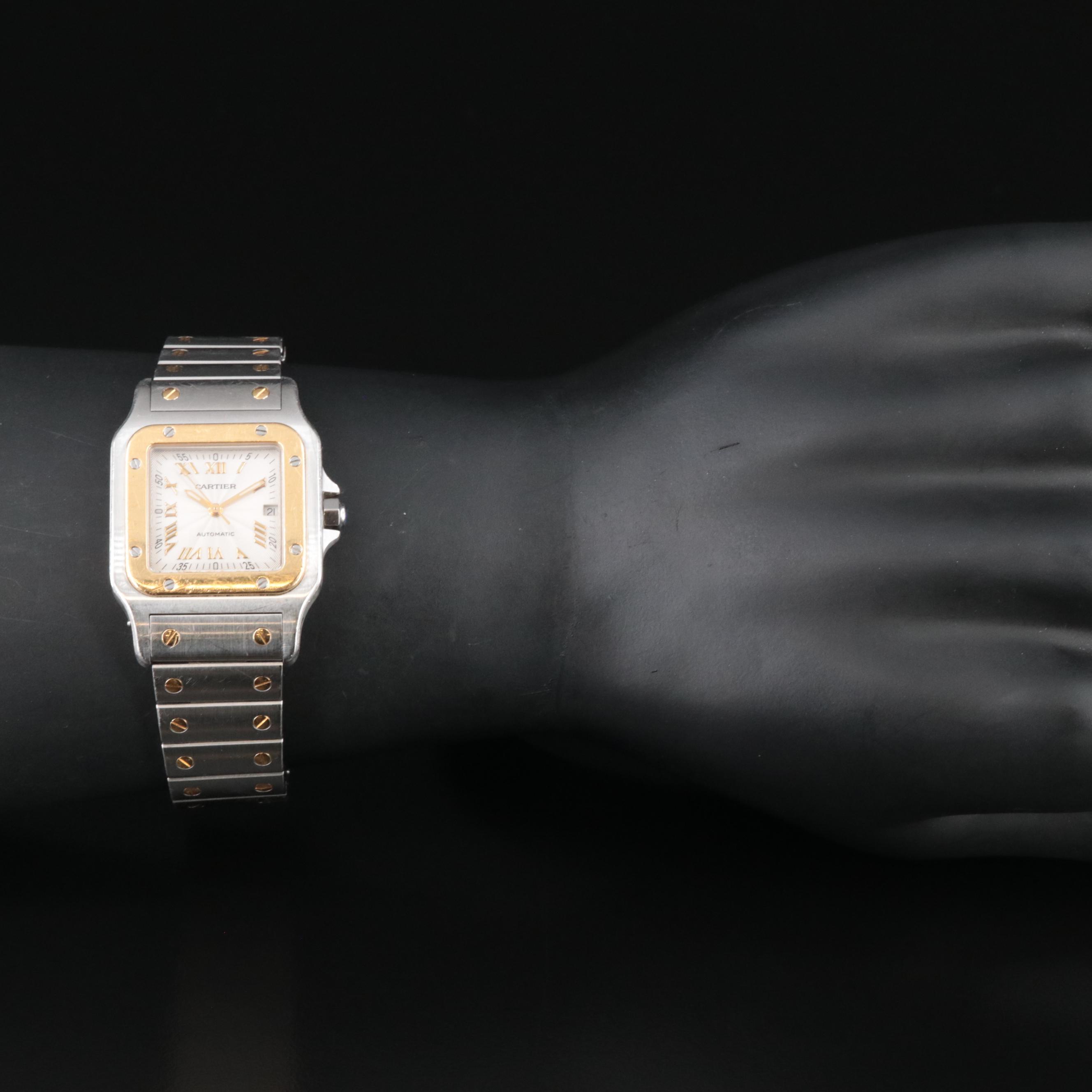 18K and Stainless Steel Cartier Santos Galbee Automatic Date Watch