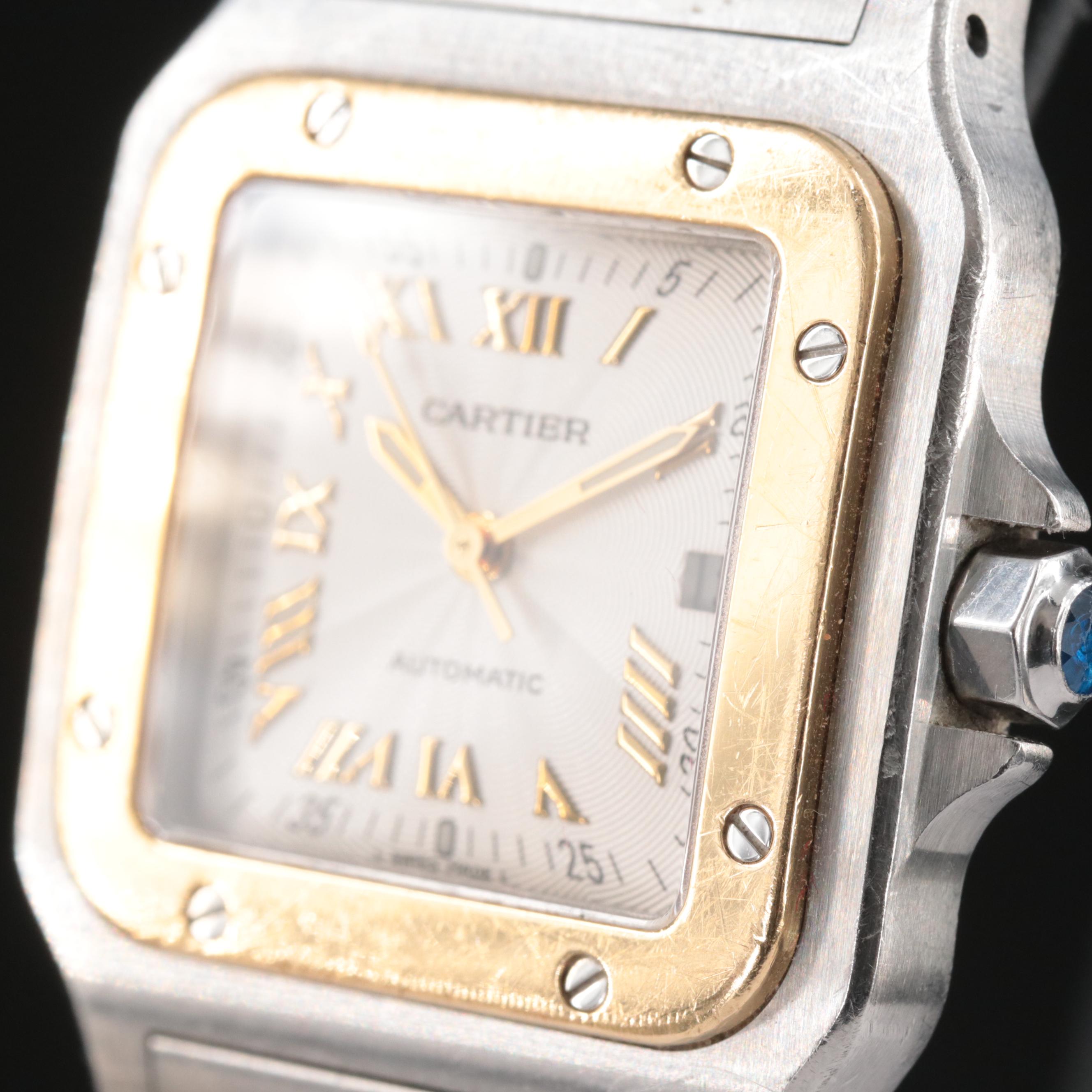 18K and Stainless Steel Cartier Santos Galbee Automatic Date Watch