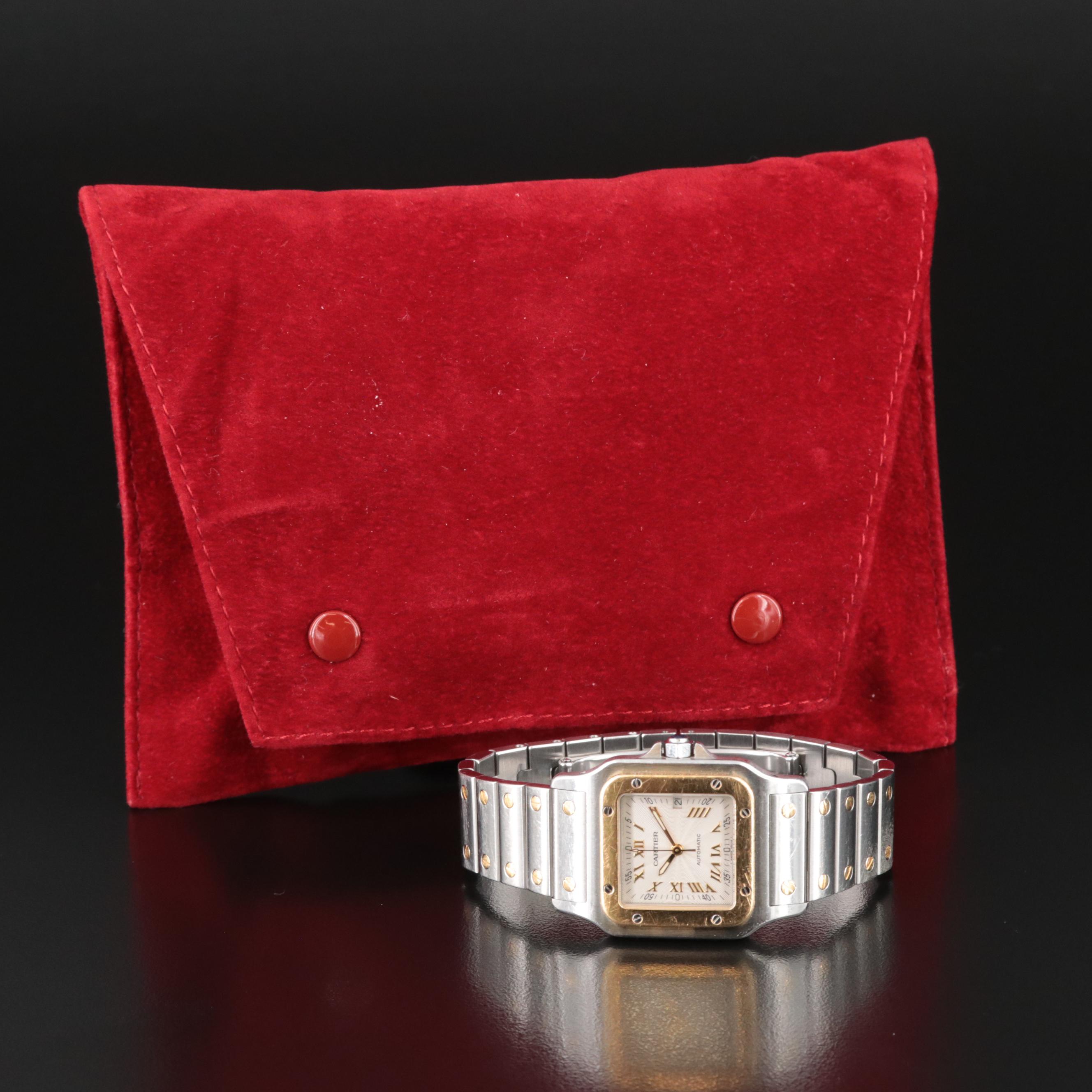 18K and Stainless Steel Cartier Santos Galbee Automatic Date Watch