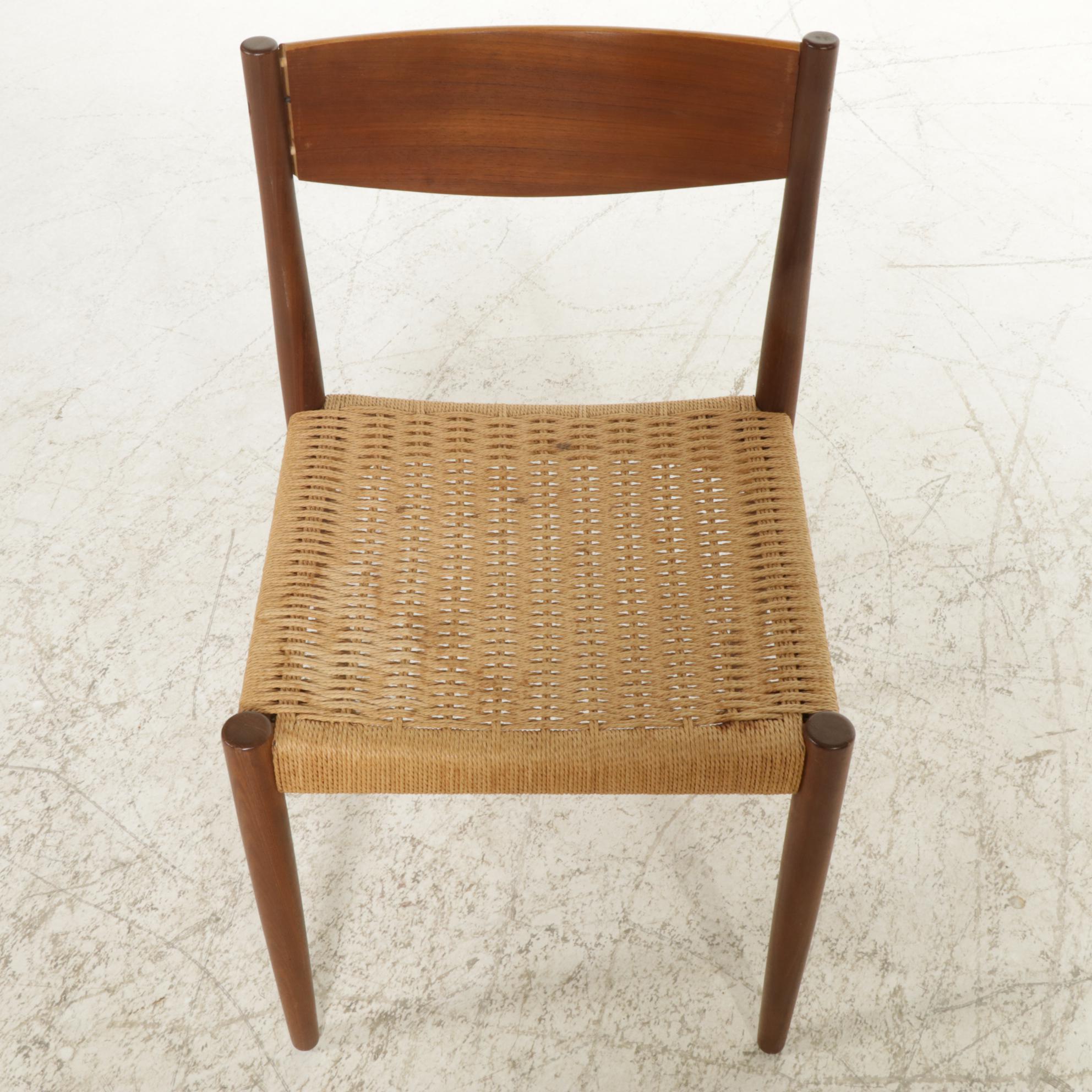 Poul Volther for Frem Rojle Danish Modern Side Chair with Woven Cord Seat