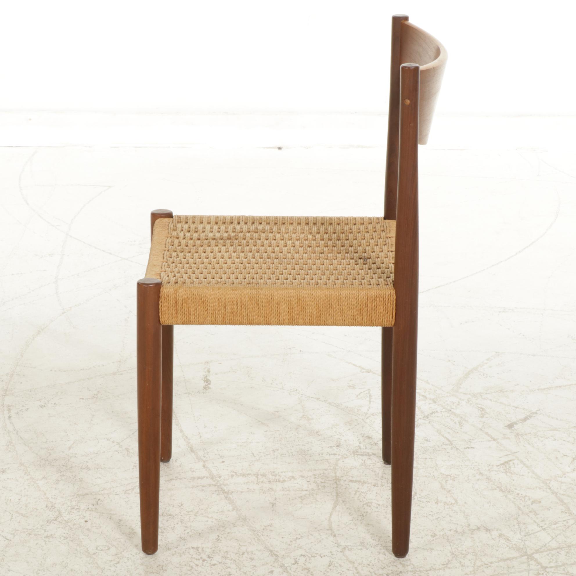 Poul Volther for Frem Rojle Danish Modern Side Chair with Woven Cord Seat