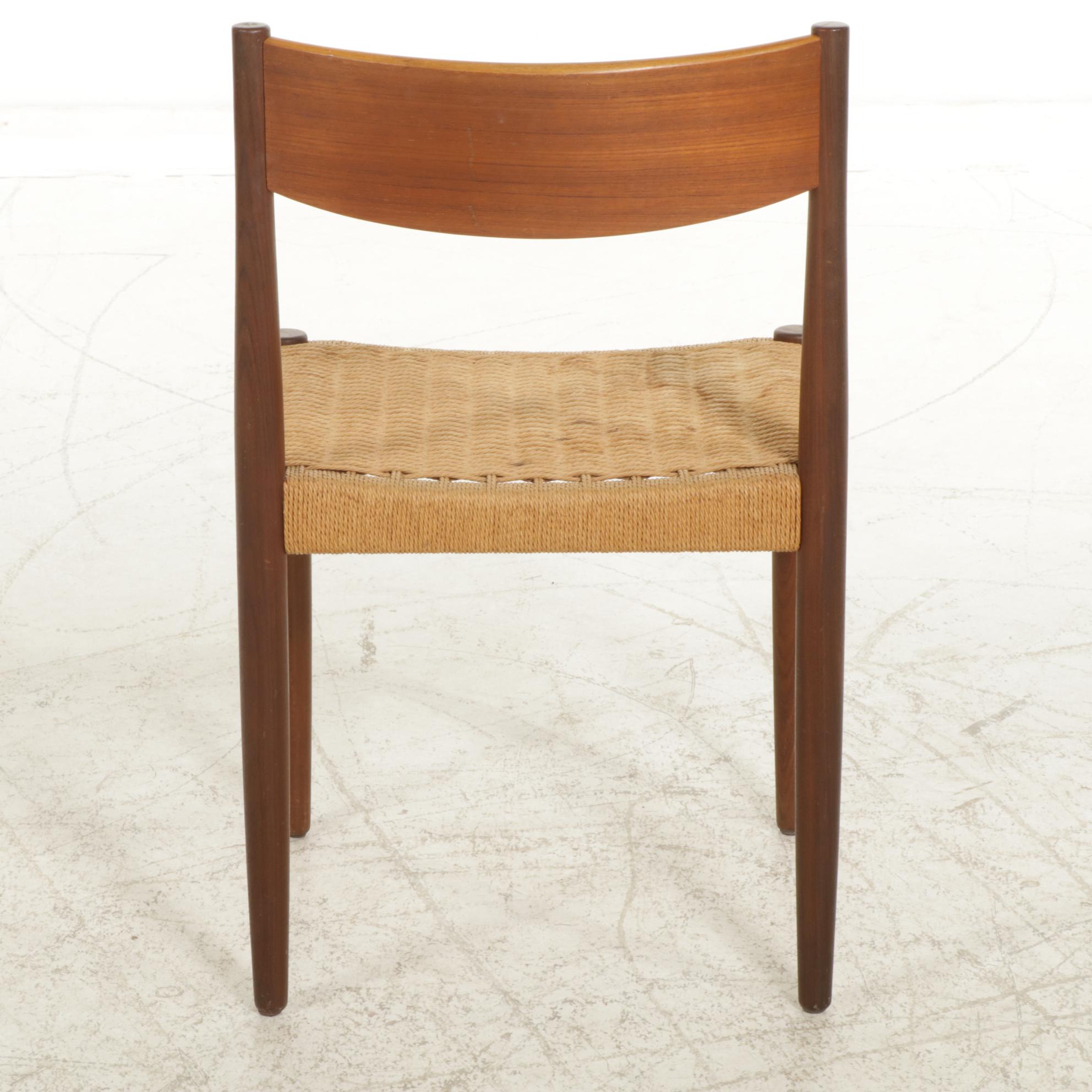 Poul Volther for Frem Rojle Danish Modern Side Chair with Woven Cord Seat