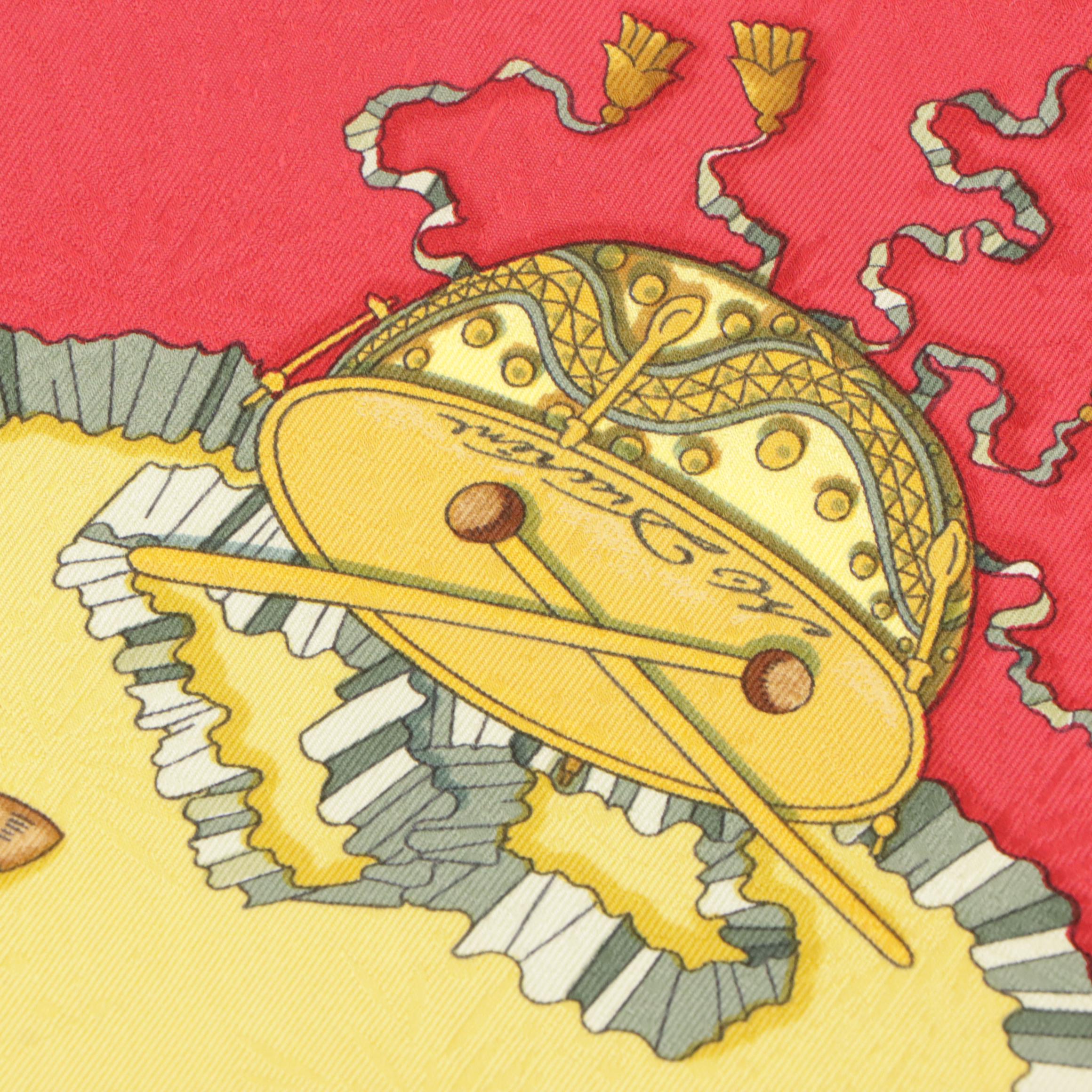 Hermés "Les Fêtes du Roi Soleil" Scarf 90 in Silk Fireworks Jacquard with Box