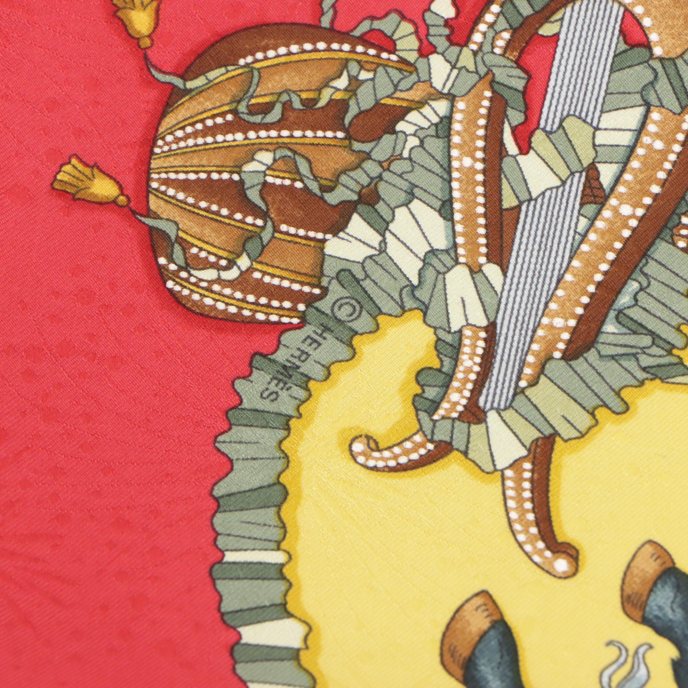 Hermés "Les Fêtes du Roi Soleil" Scarf 90 in Silk Fireworks Jacquard with Box