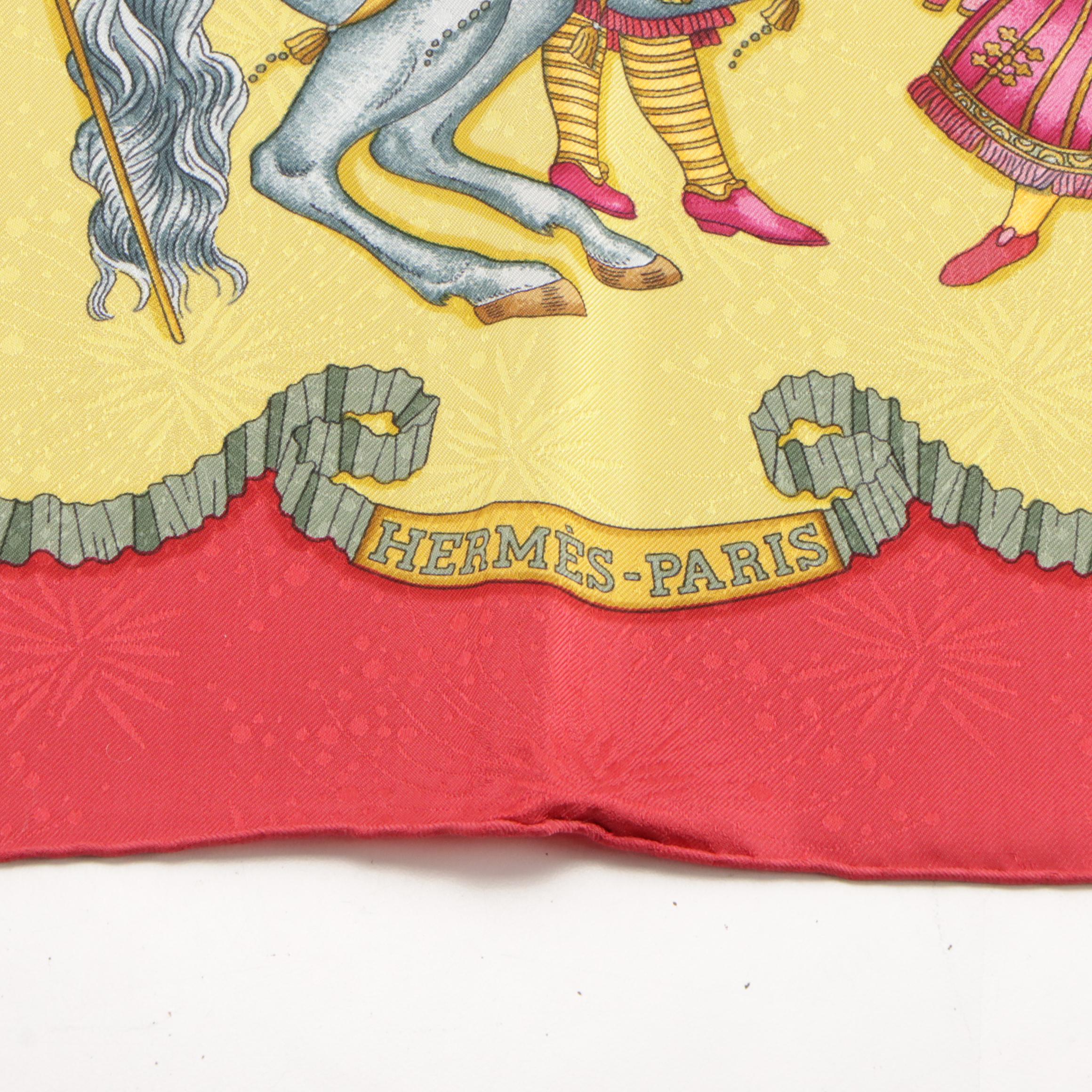 Hermés "Les Fêtes du Roi Soleil" Scarf 90 in Silk Fireworks Jacquard with Box