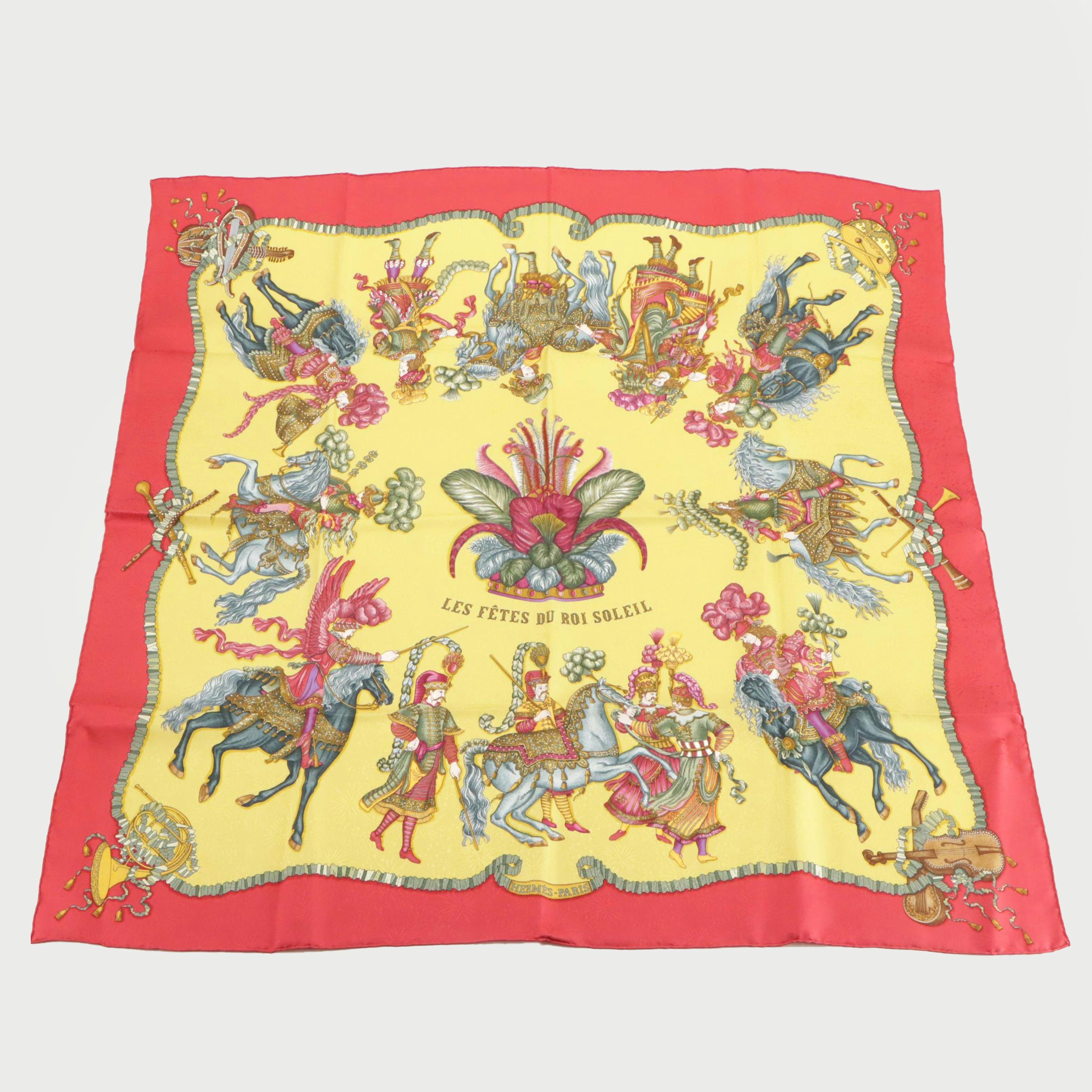 Hermés "Les Fêtes du Roi Soleil" Scarf 90 in Silk Fireworks Jacquard with Box