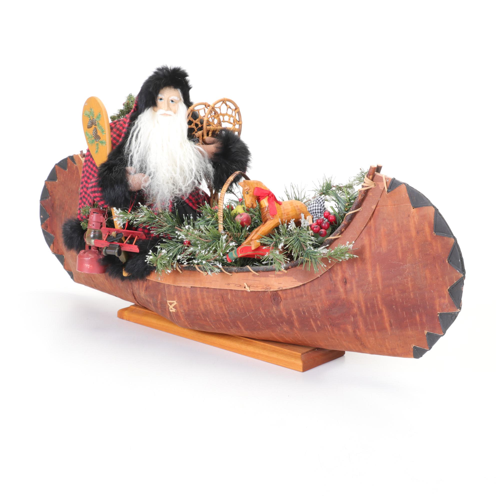 Lynn Haney "Santa of Spruce Creek" Santa in Canoe Figurine,1998