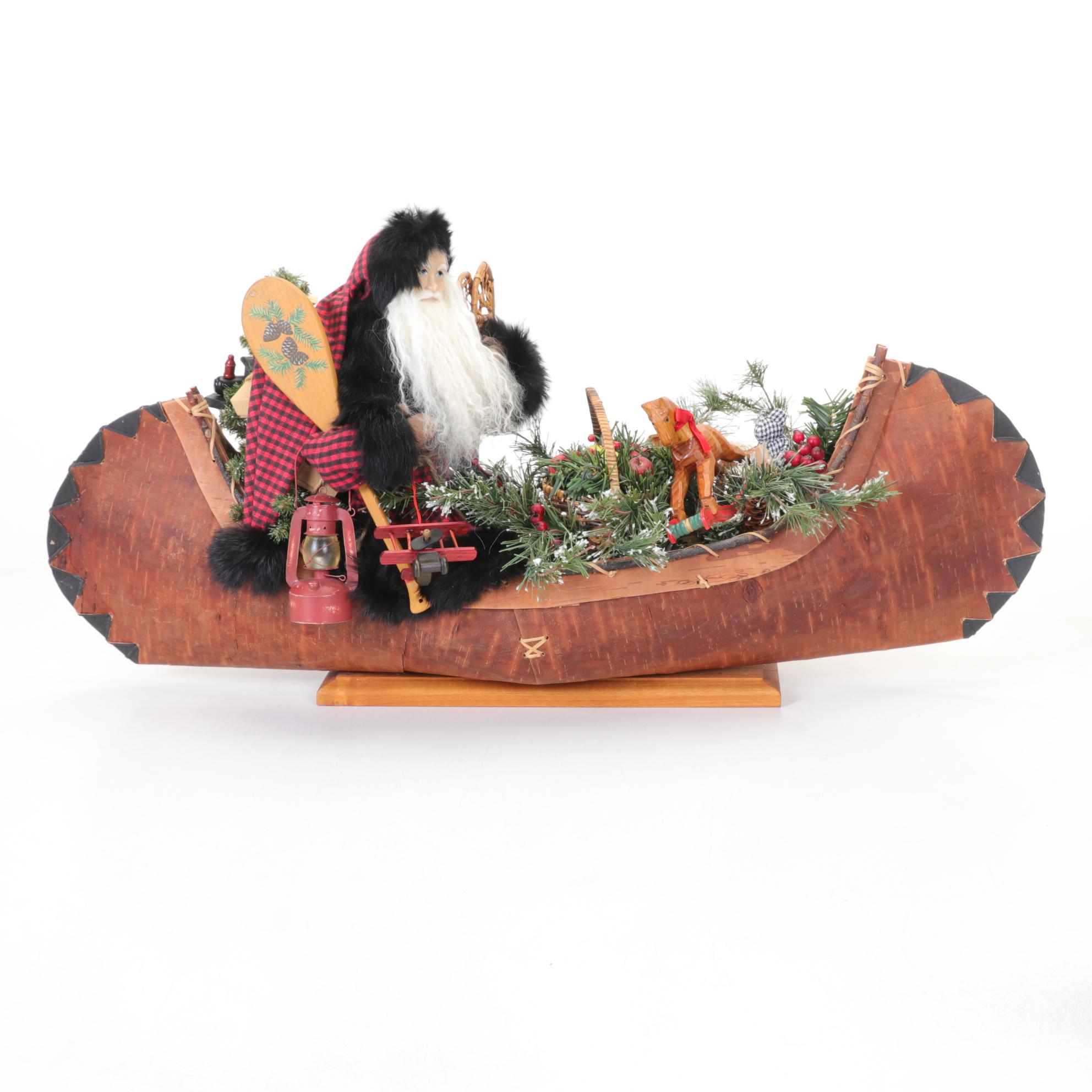 Lynn Haney "Santa of Spruce Creek" Santa in Canoe Figurine,1998