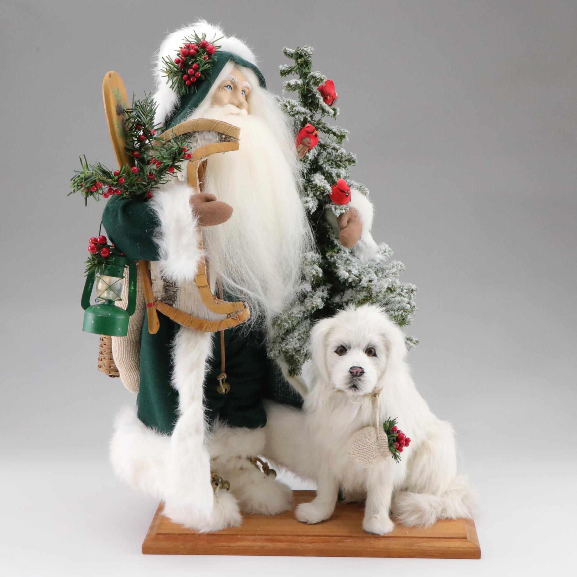 Lynn Haney "Snowbound" Signed Santa and Dog Figurine, 1999