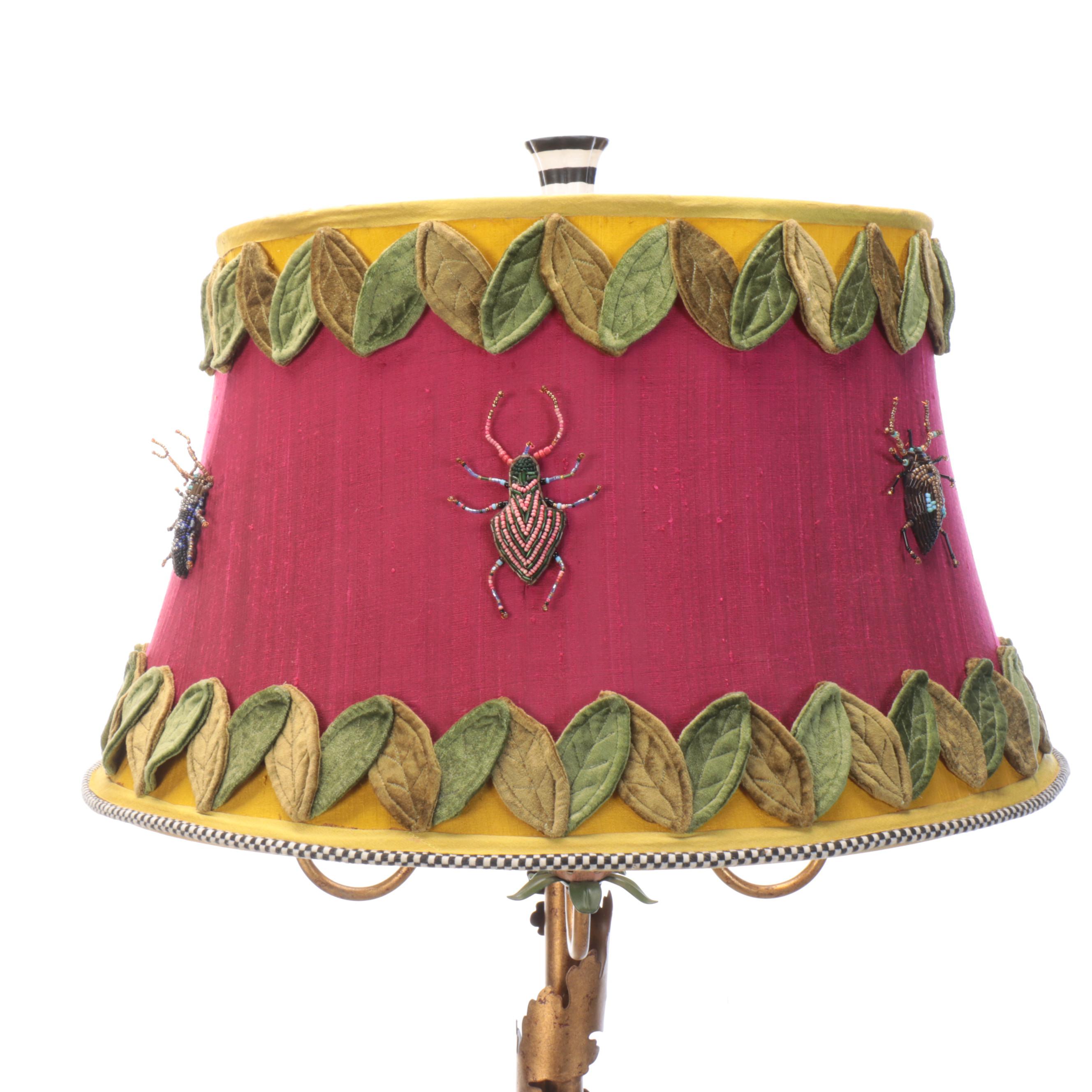 MacKenzie-Childs "Paradise" Floor Lamp with Beaded Beetle Shade, 21st Century
