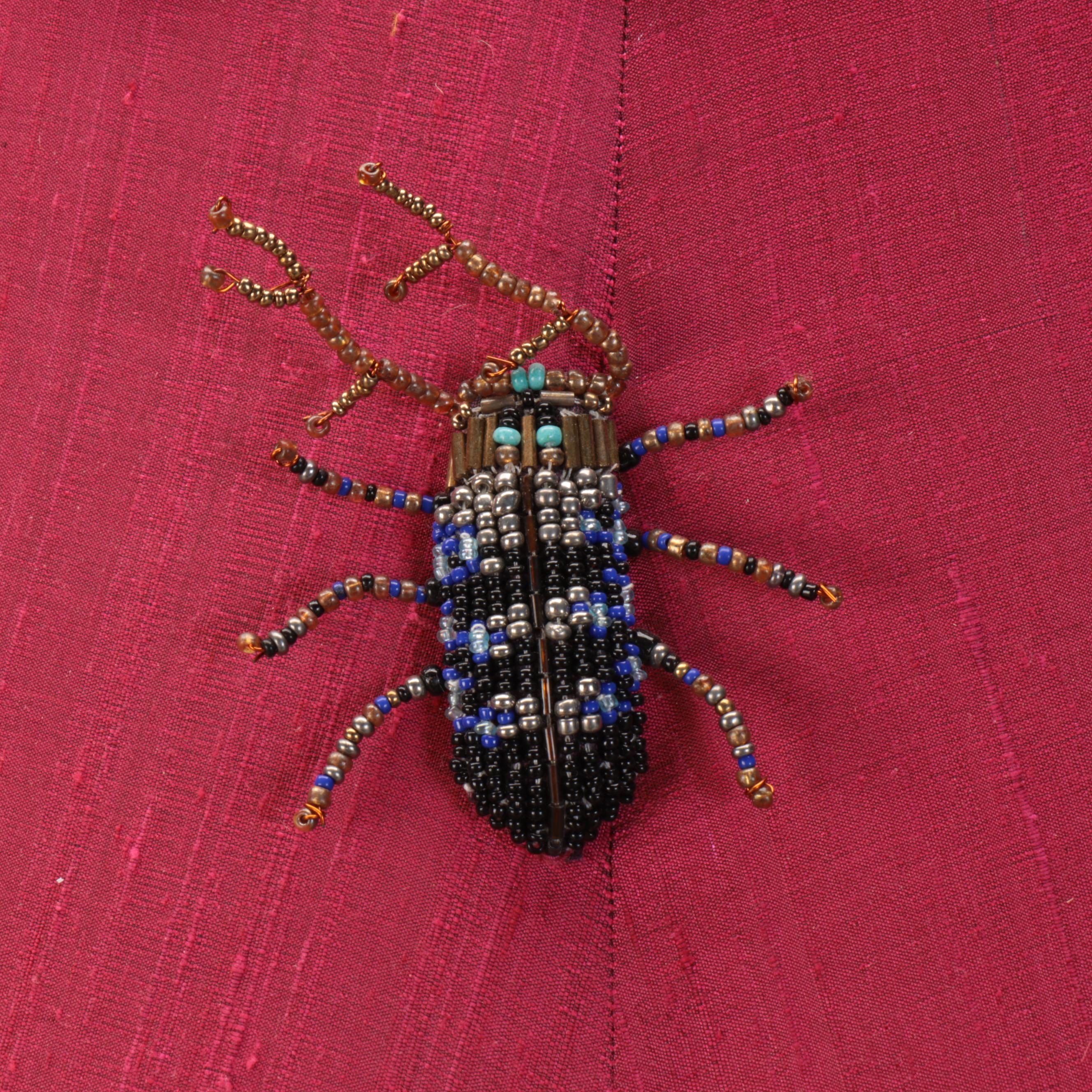 MacKenzie-Childs "Paradise" Floor Lamp with Beaded Beetle Shade, 21st Century