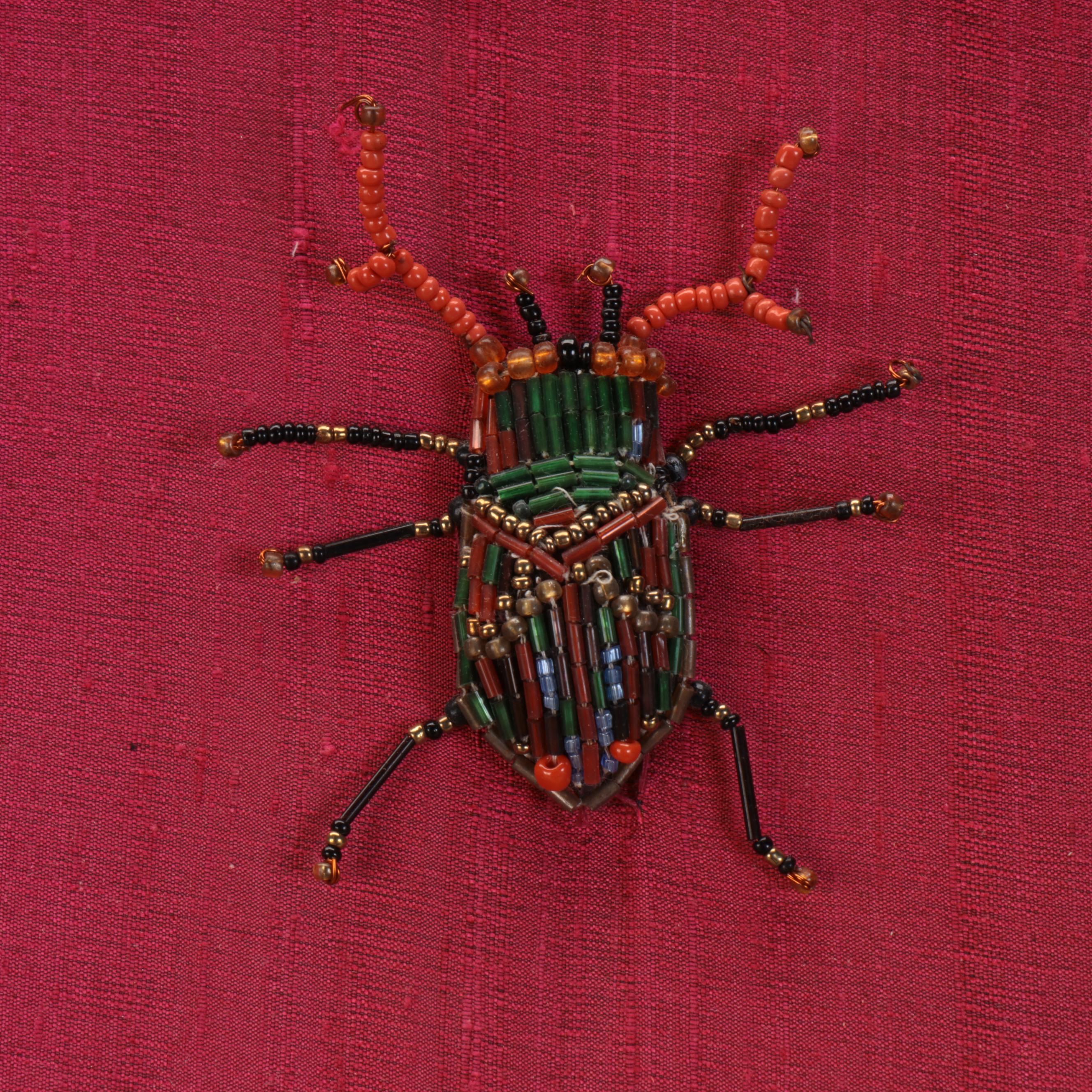 MacKenzie-Childs "Paradise" Floor Lamp with Beaded Beetle Shade, 21st Century