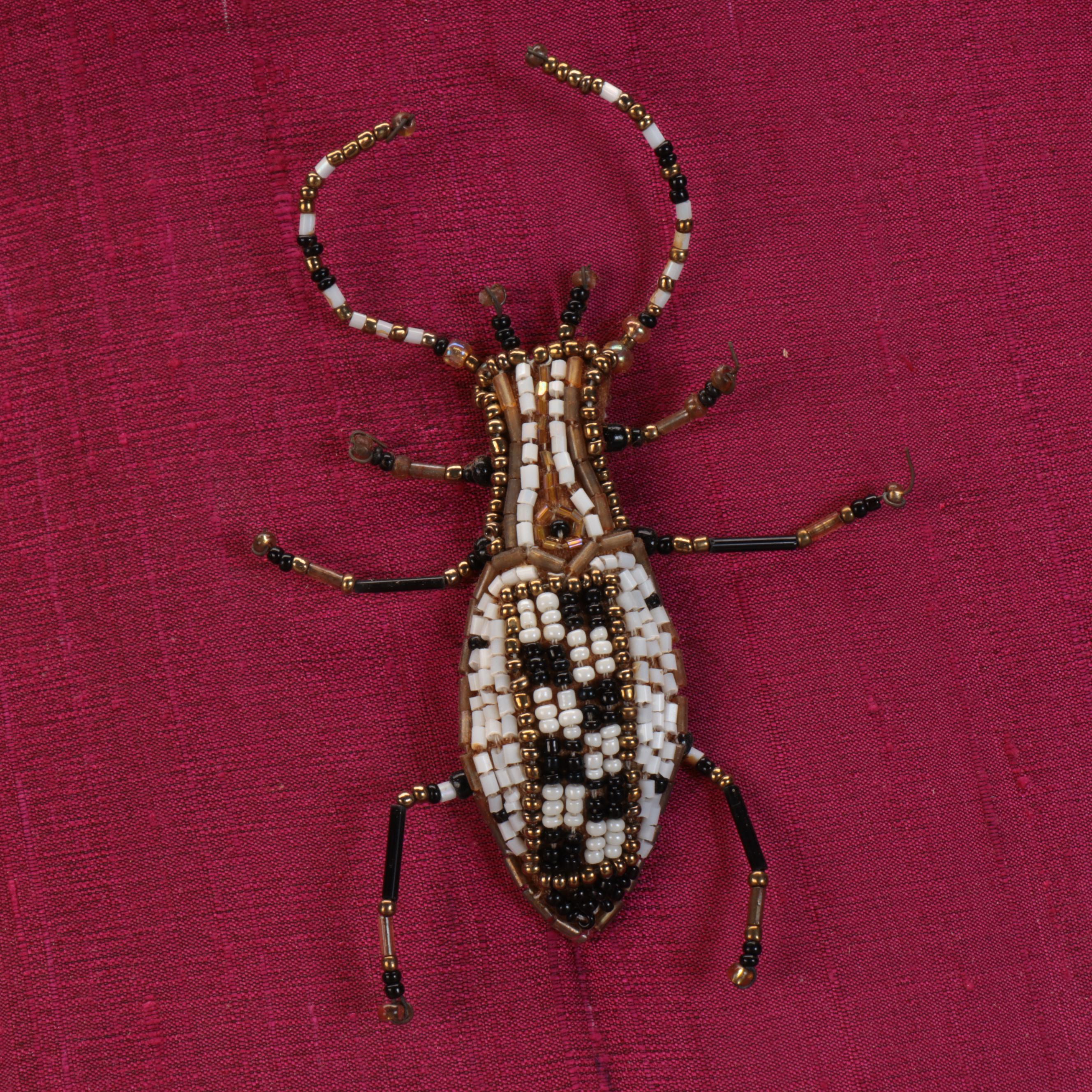 MacKenzie-Childs "Paradise" Floor Lamp with Beaded Beetle Shade, 21st Century