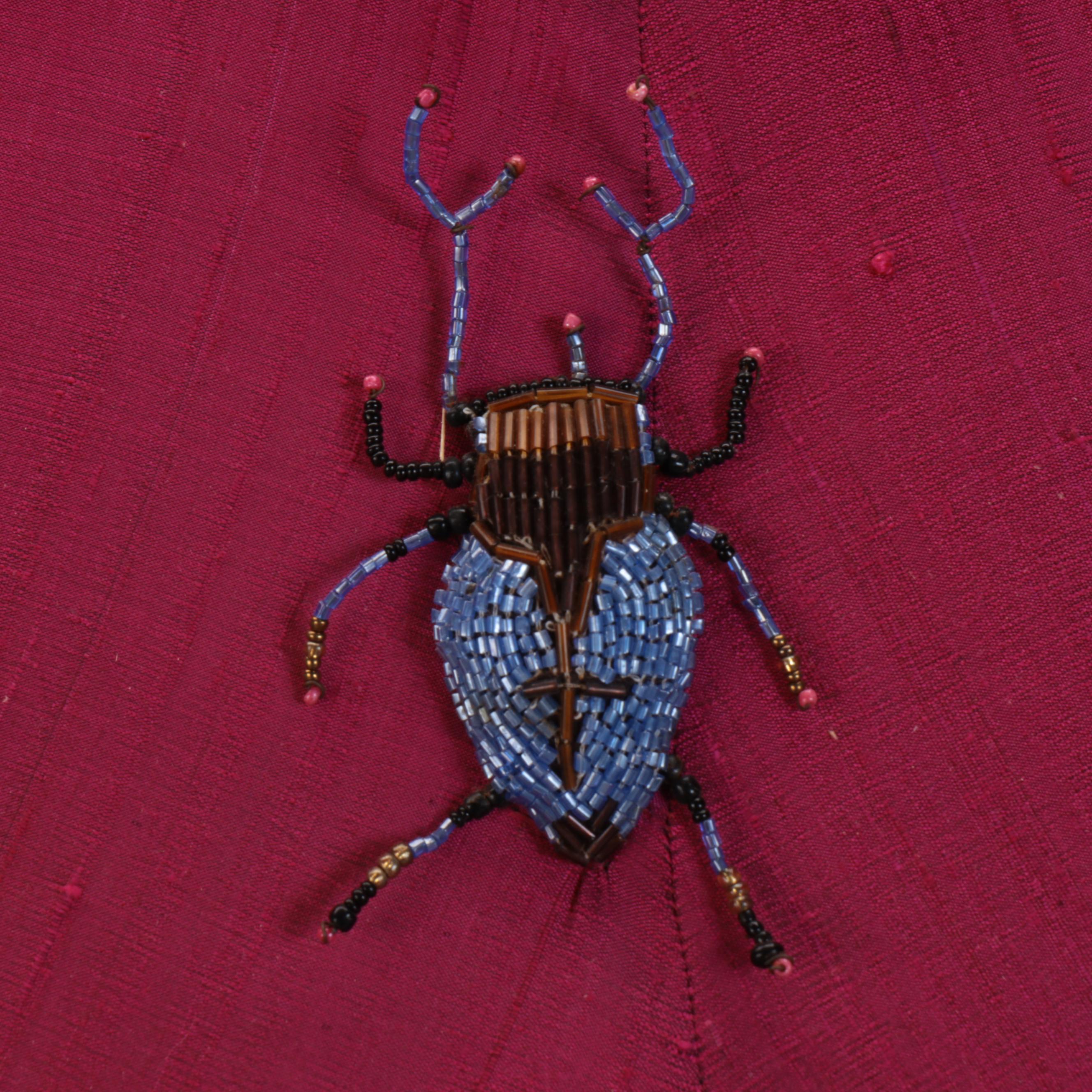 MacKenzie-Childs "Paradise" Floor Lamp with Beaded Beetle Shade, 21st Century