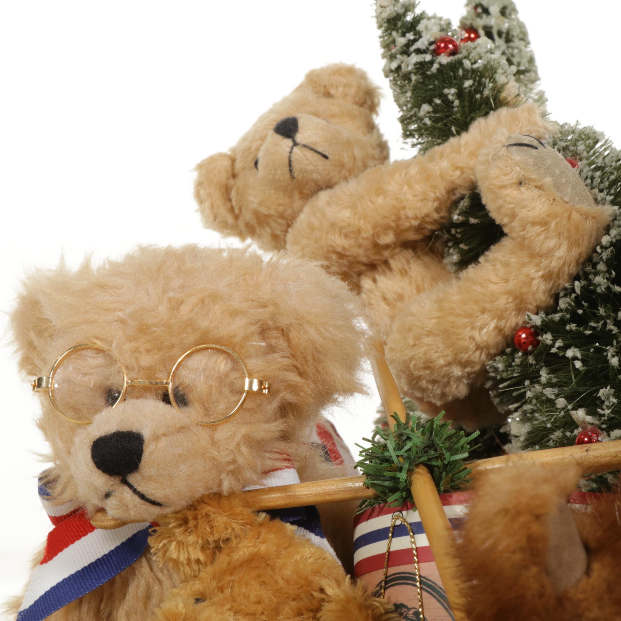 Lynn Haney Signed Limited Edition Santa with Sled and Bears Figural Group